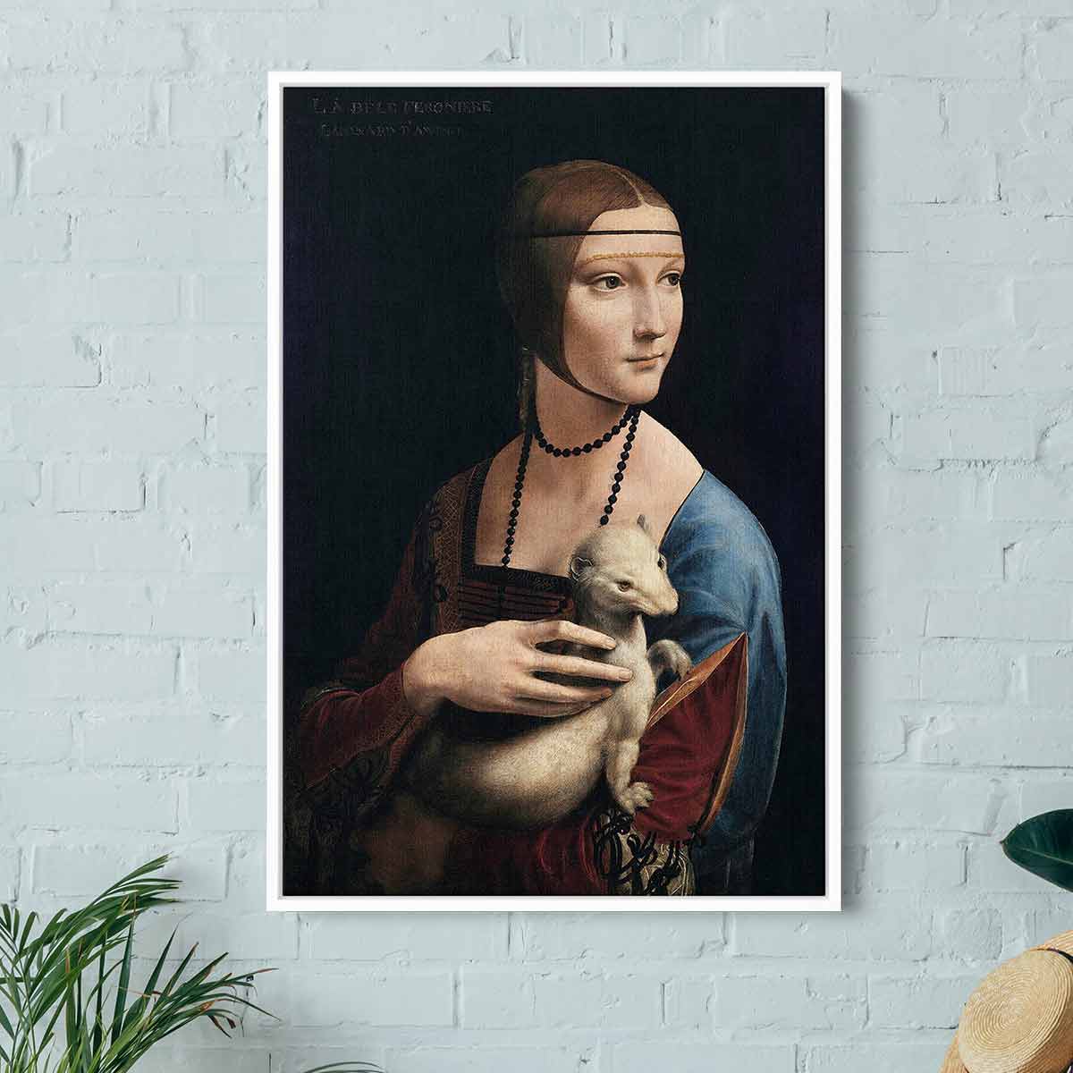 Black Lady with an Ermine Wall Art Canvas Print - Renaissance Inspired Home Decor for Living Room, Bedroom & Office
