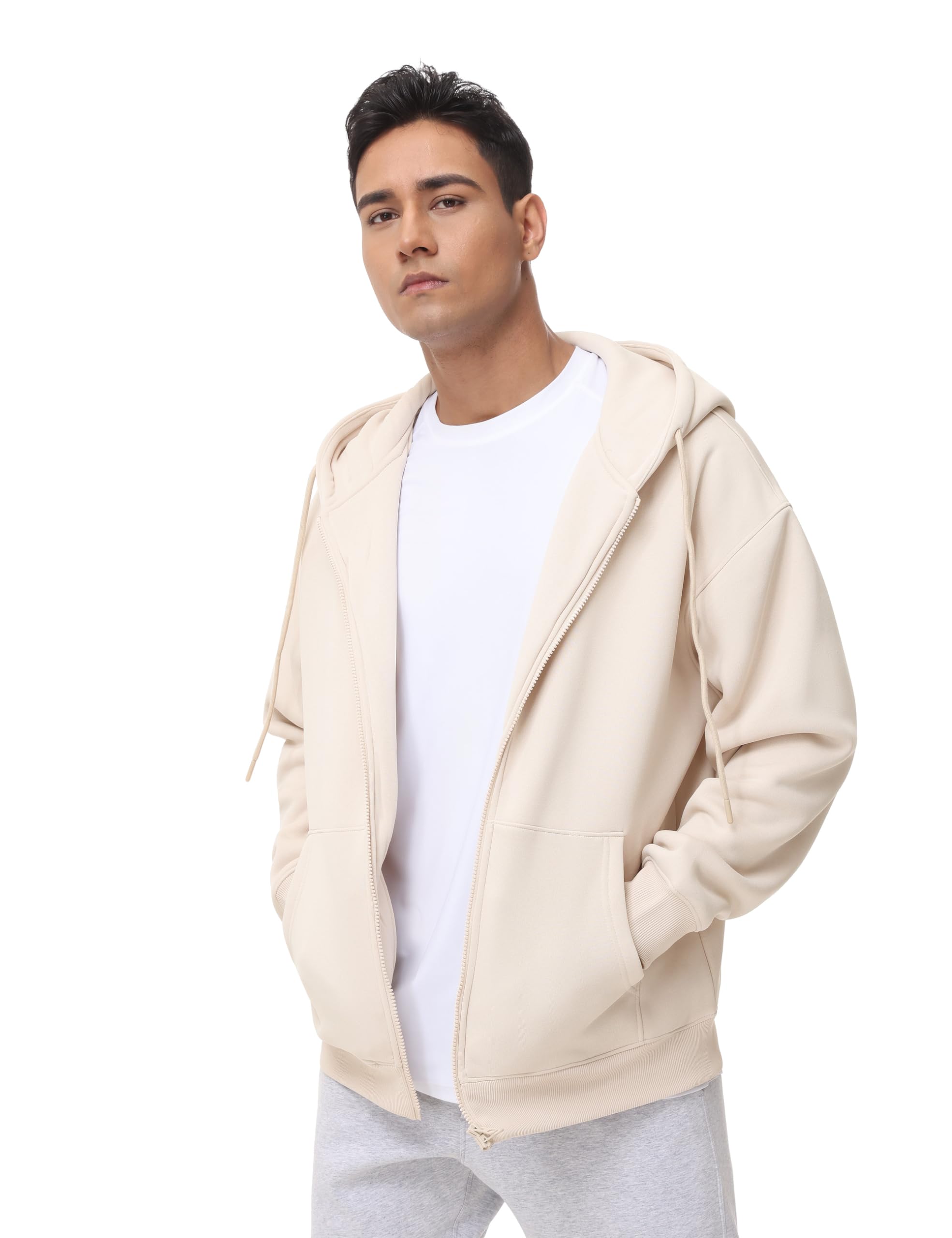 THE GYM PEOPLE Men's Full Zip Fleece Hoodie Jacket - Loose Fit Soft Sweatshirt with Pockets & Drawstring - Comfortable Workout Hoodie for Gym, Running, and Casual Wear
