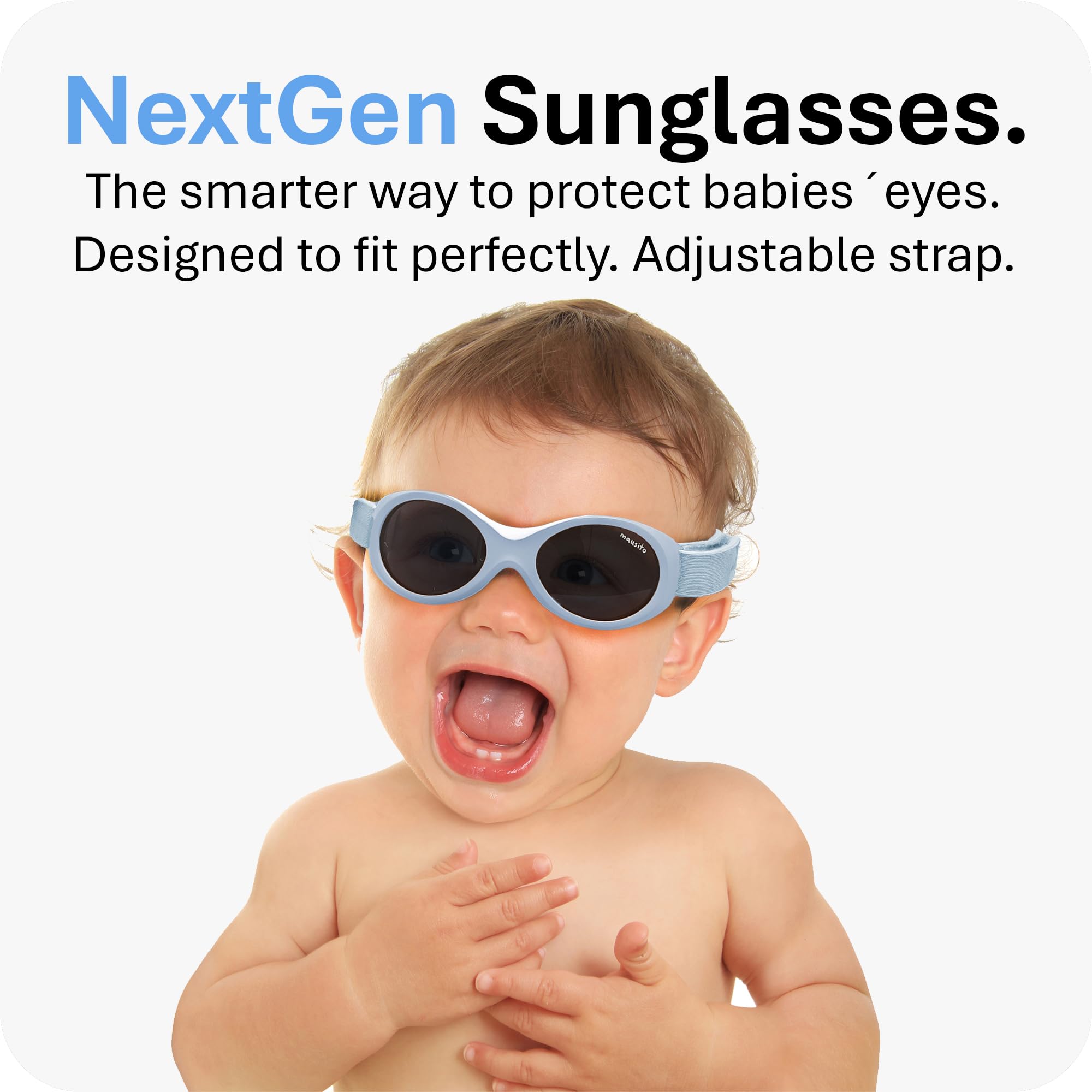 Mausito Baby Sunglasses 0-24 Months | BPA-Free Infant Sunglasses with Adjustable Strap | 100% UV Protection for Newborns & Toddlers | Perfect for Beach, Park & Outdoor Activities