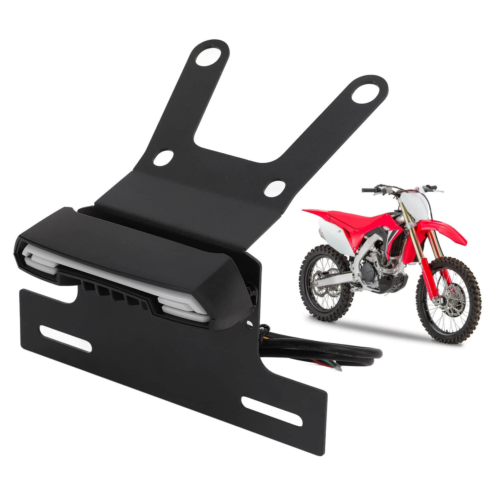 Honda CRF250L Motorcycle License Plate Holder Bracket with LED Tail Light - Replacement for CRF250L/250M - Durable Number Plate Mount for Off-Road & Street Riding - Perfect for Trail Adventures & Daily Commuting