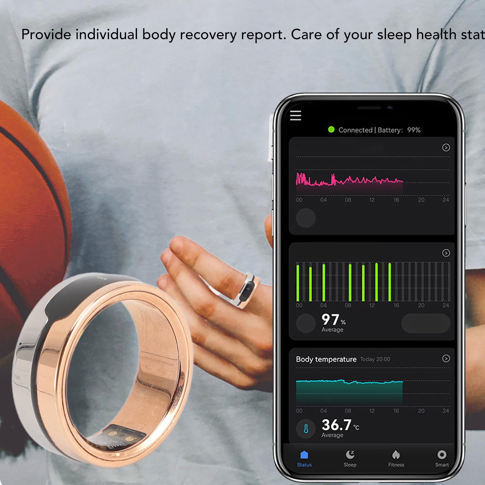 Smart Fitness Ring with Heart Rate & Sleep Tracking for Active Lifestyles