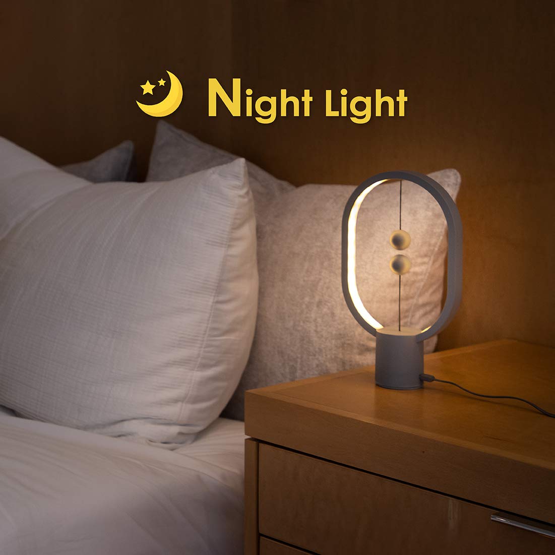 Allocacoc Heng Balance Table Lamp - USB Powered LED Magnetic Desk Light with Mid-Air Switch, Eye-Care Soft Lighting for Home Office, Study & Bedroom (Mini Dark Grey) - Perfect for Night Reading & Workspace Illumination