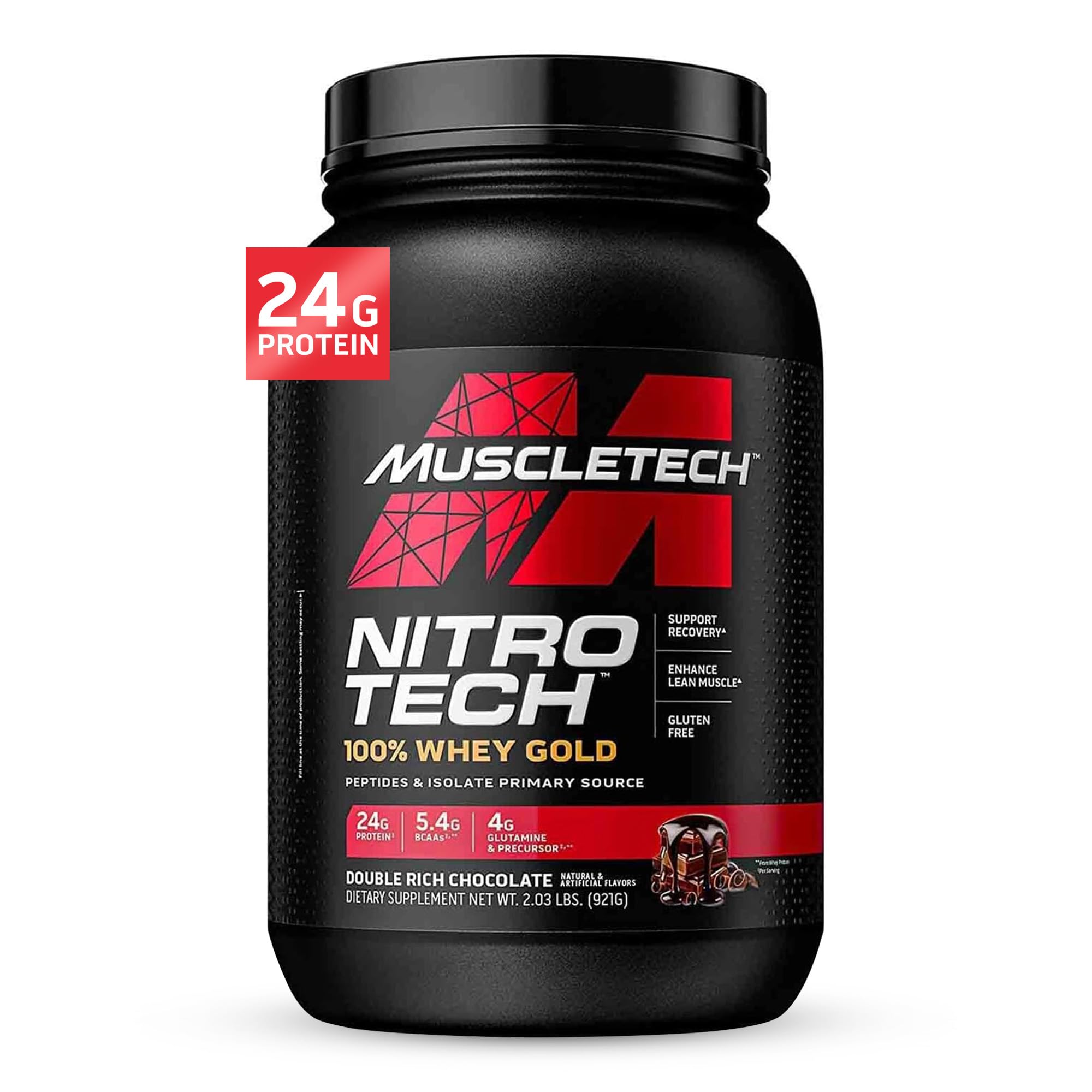 Nitro-Tech Whey Gold Protein Powder - Premium Whey Isolate for Muscle Growth (Chocolate, 2lbs, 28 Servings) | Ideal for Post-Workout Recovery & Smoothie Boosts