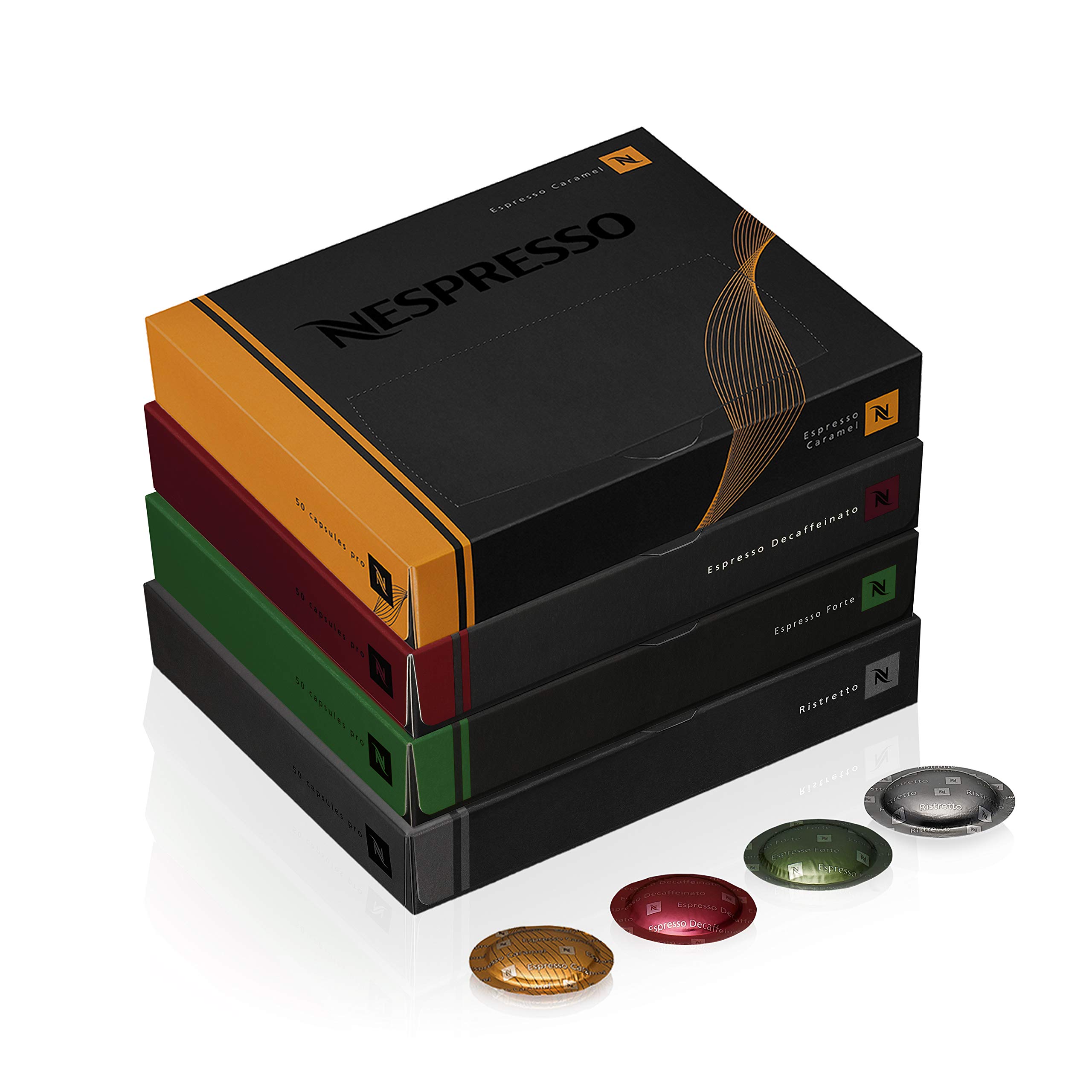 Nespresso Professional Coffee Capsules Variety Pack - Medium & Dark Roast (200 Count) | Premium Espresso Pods for Home & Office Brewing