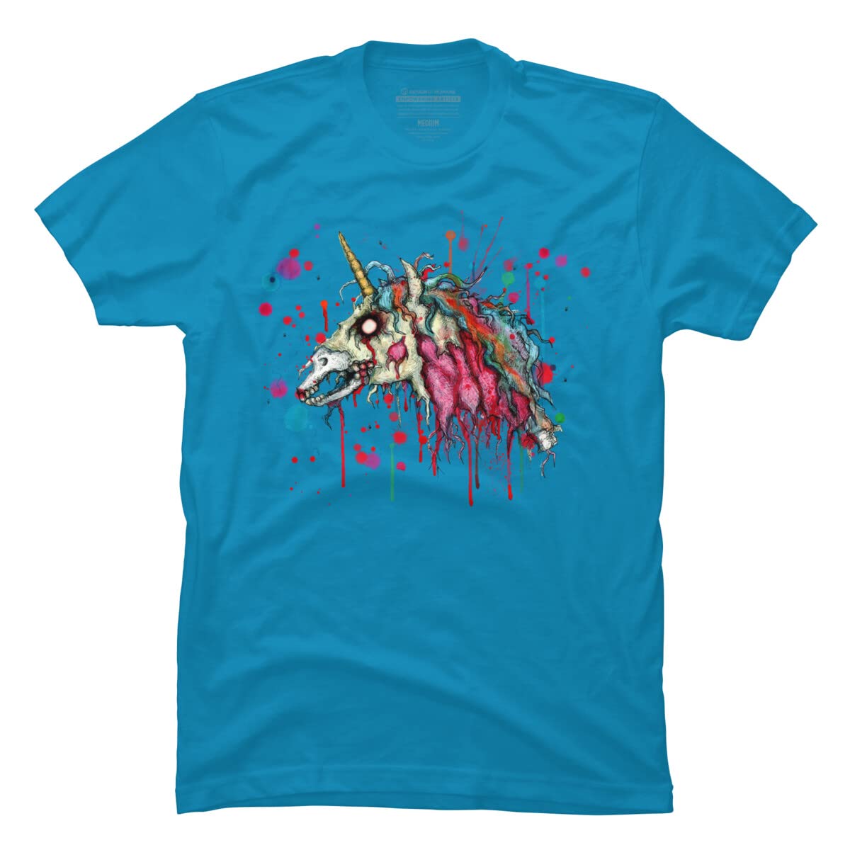 LVBArt Zombie Unicorn Graphic T-Shirt for Men | Cool Horror & Fantasy Design | Perfect for Halloween, Cosplay & Alternative Fashion