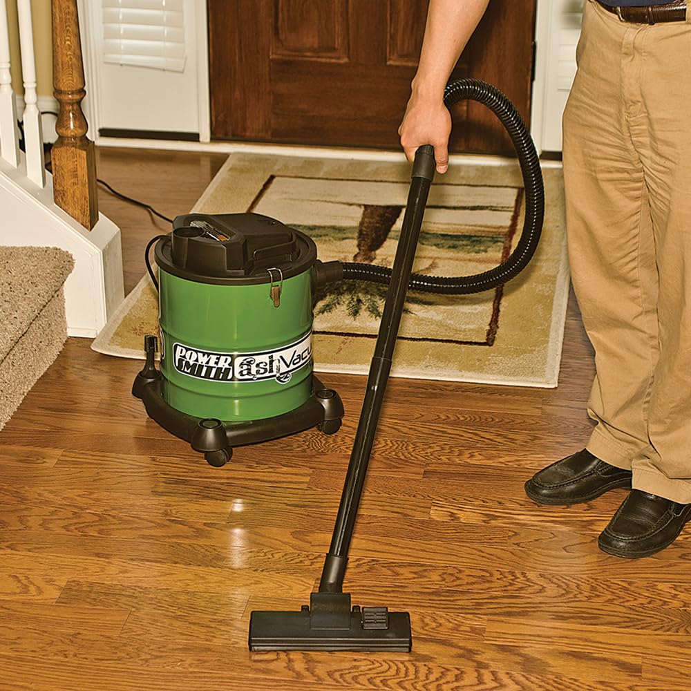 PowerSmith PAVC101 10 Amp Ash Vacuum Cleaner - Lightweight & Powerful for Fireplace, Wood Stove & Grill - Green/Black Design for Home & Outdoor Use