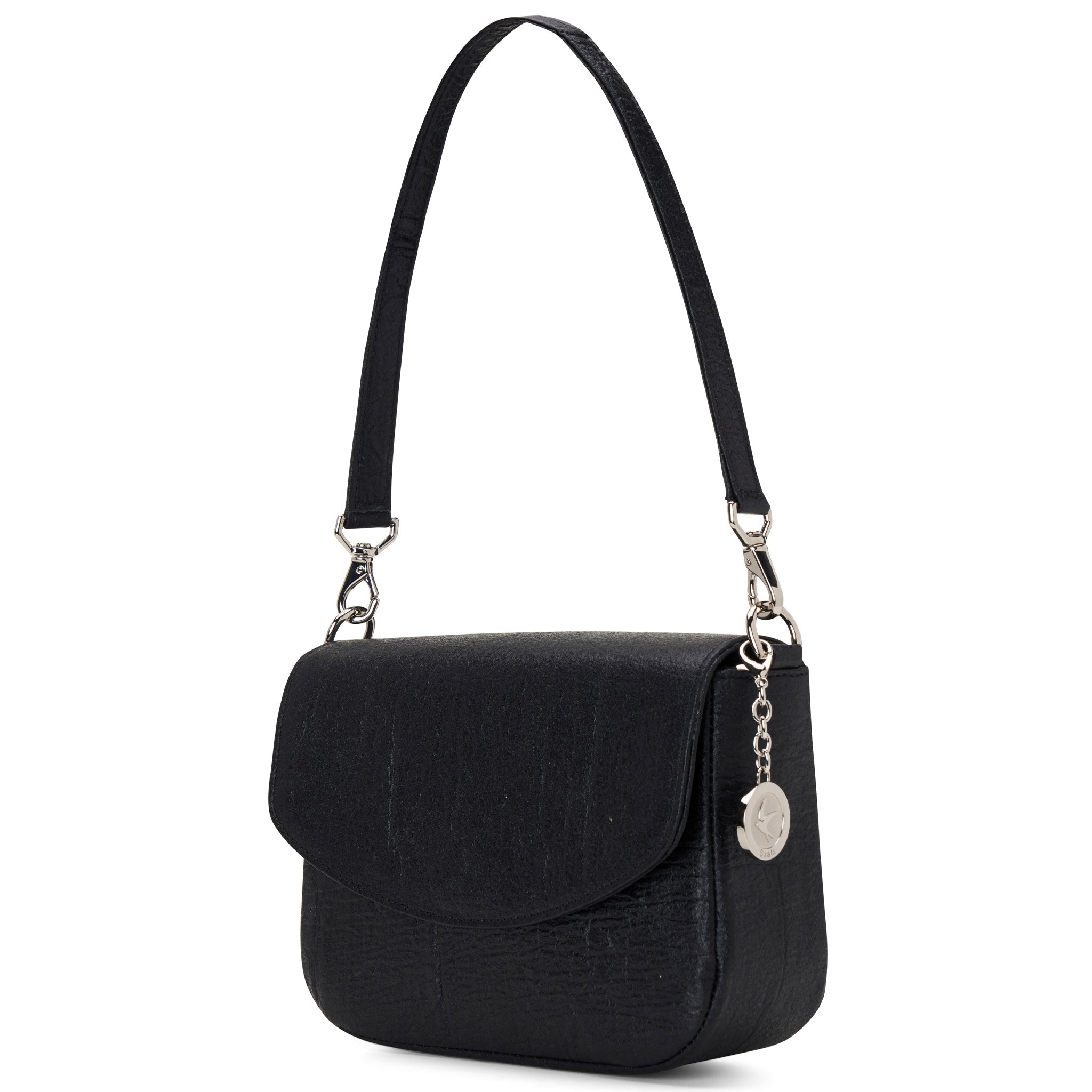 Vegan Leather Shoulder & Crossbody Bag - Tashi Pinatex® | Metallic Black | Stylish & Ethical Handbag for Women | Perfect for Work, Travel & Everyday Use