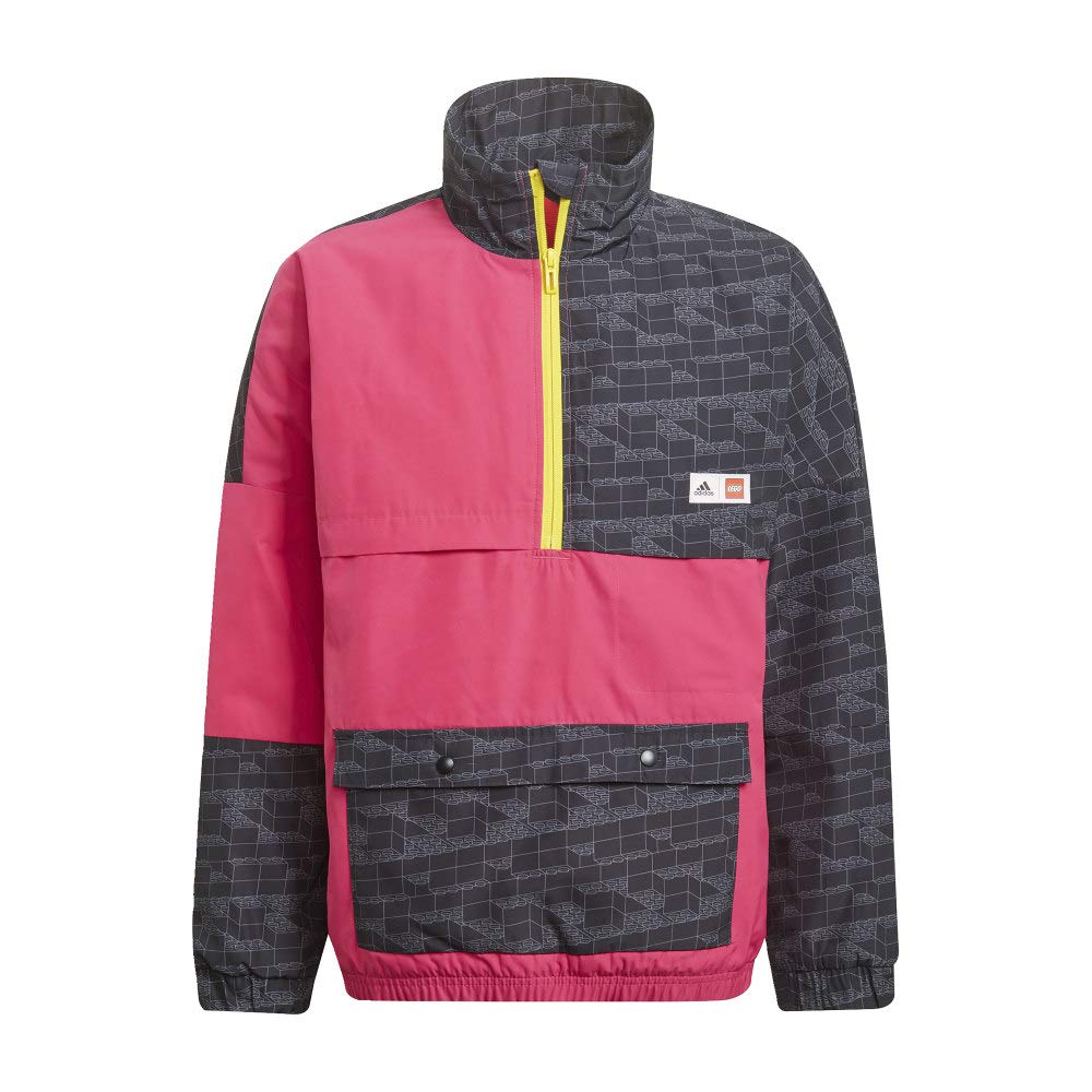 Adidas x Classic Lego® Bricks Half-Zip Fleece Jacket for Kids - Burgundy, Size M - Warm & Stylish Outerwear for School, Play & Outdoor Activities