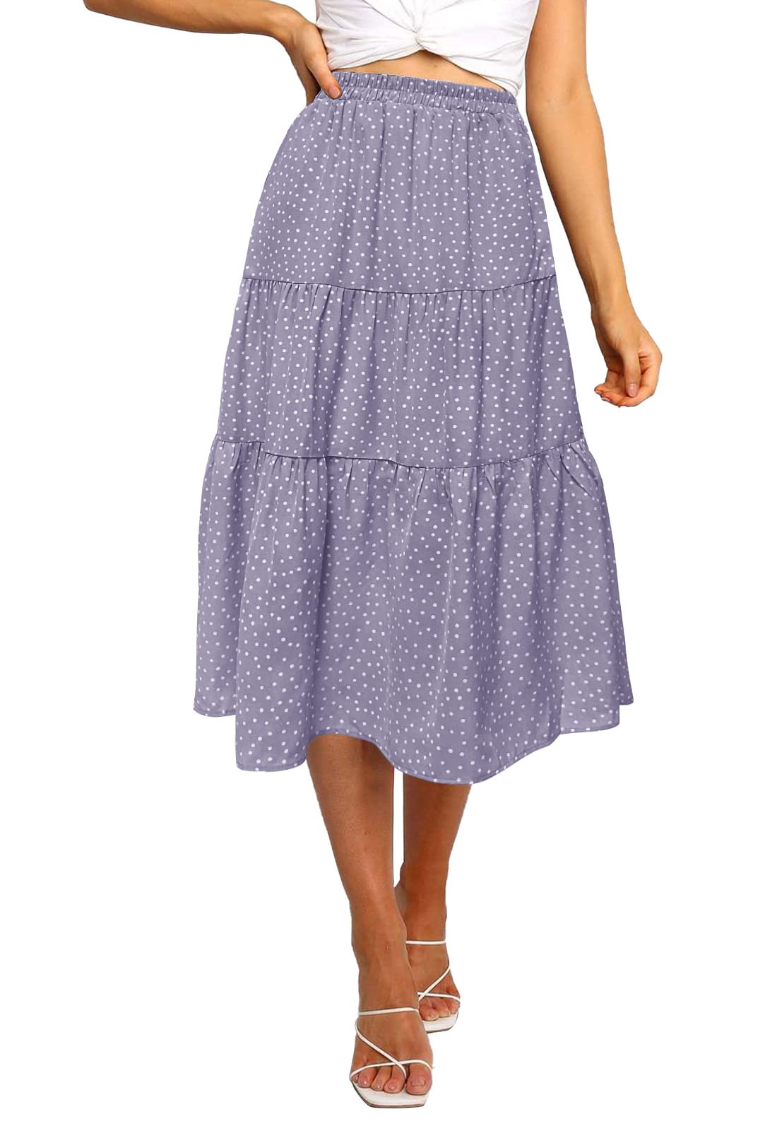 MEROKEETY Women's Boho Leopard Print Pleated A-Line Swing Midi Skirt - Stylish Casual Skirt for Summer, Fall, Beach, Vacation & Boho Outfits