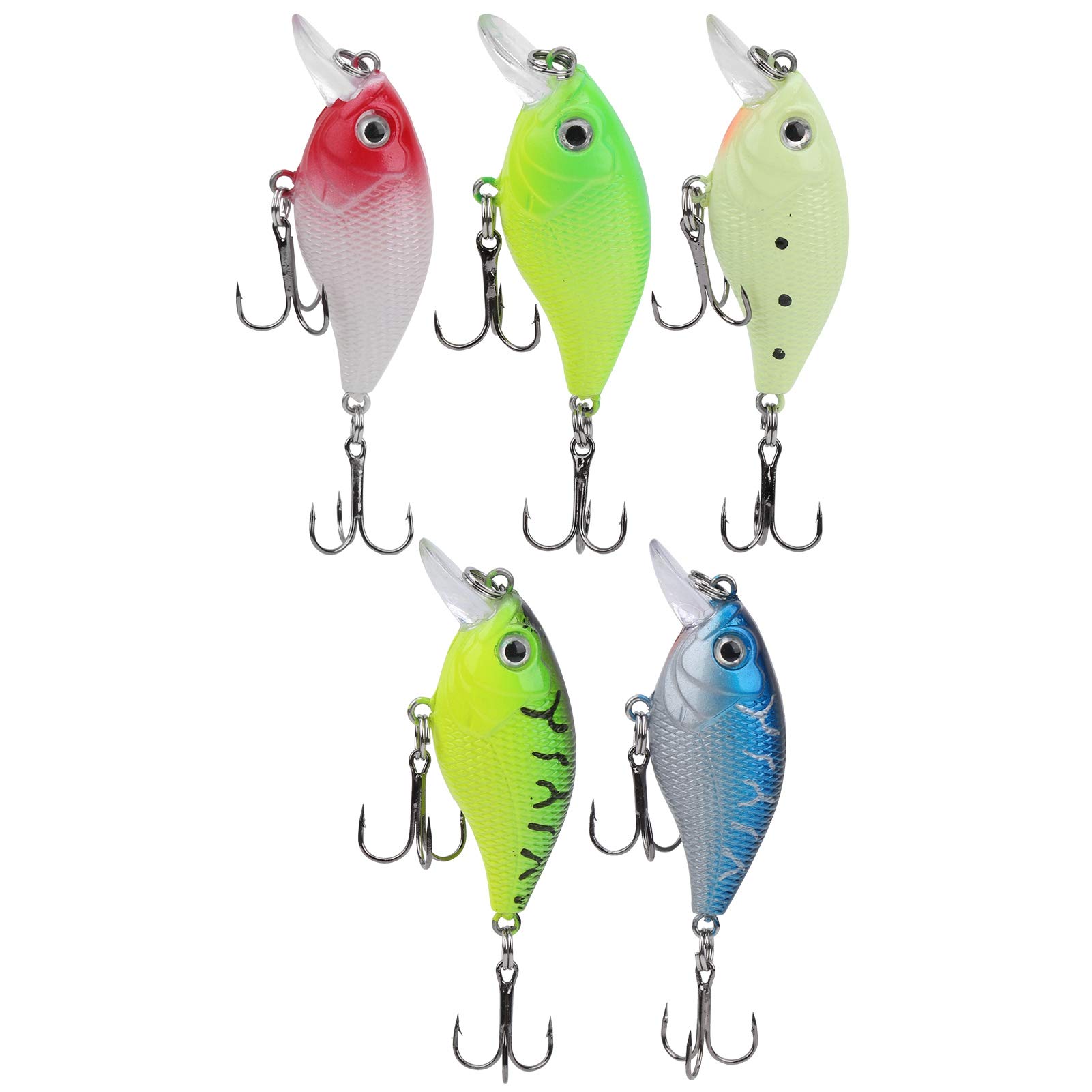 High Catch Rate Fishing Bait Hooks - 6cm Colorful Small Fat Fish Lures (5Pcs) for Freshwater & Saltwater Fishing | Perfect for Outdoor Fishing Trips, Bass Fishing, and Family Fishing Activities