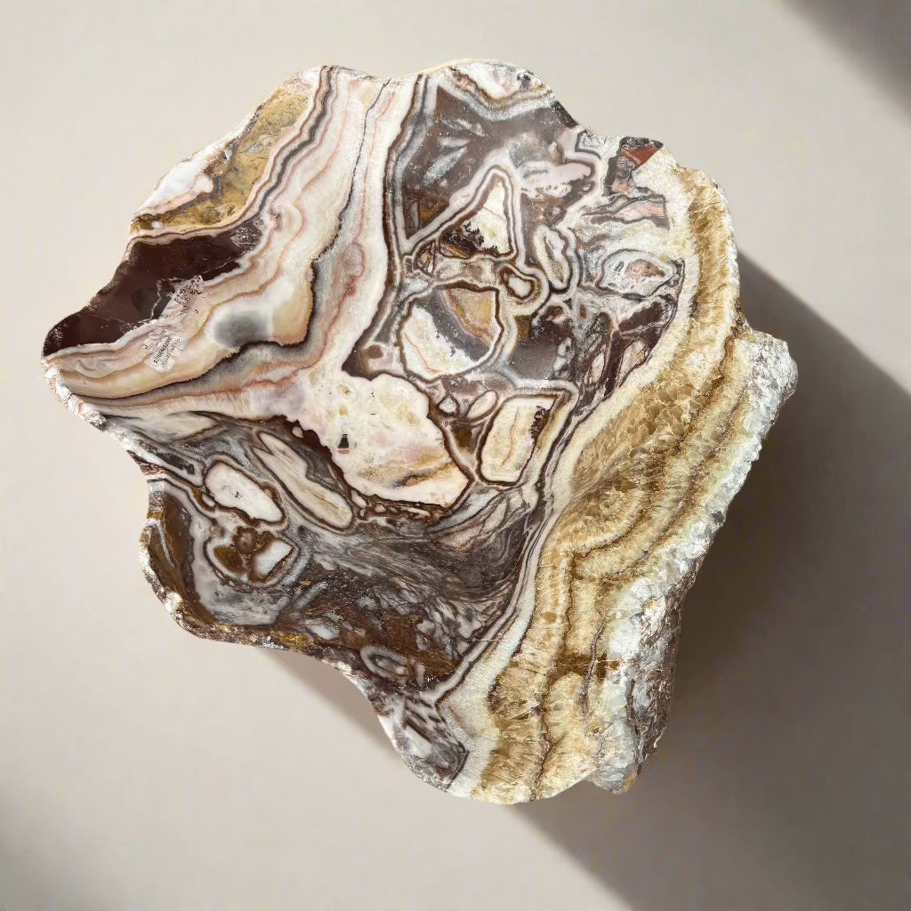 Exquisite Dragon Serpentine & Fluorite Freeform Bowl - Handcrafted Stone Art Piece for Home Decor, Meditation & Crystal Healing | Unique Gift Idea for Spiritual Practitioners