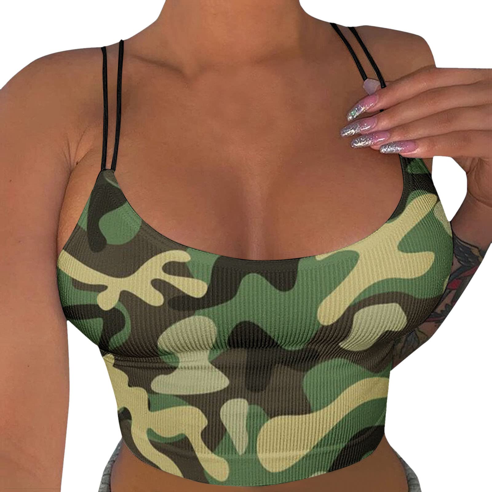 Plus Size Black Women's Fitness Tank Top - Sexy Yoga Sports Bra with Push Up Support for Workout, Gym & Activewear