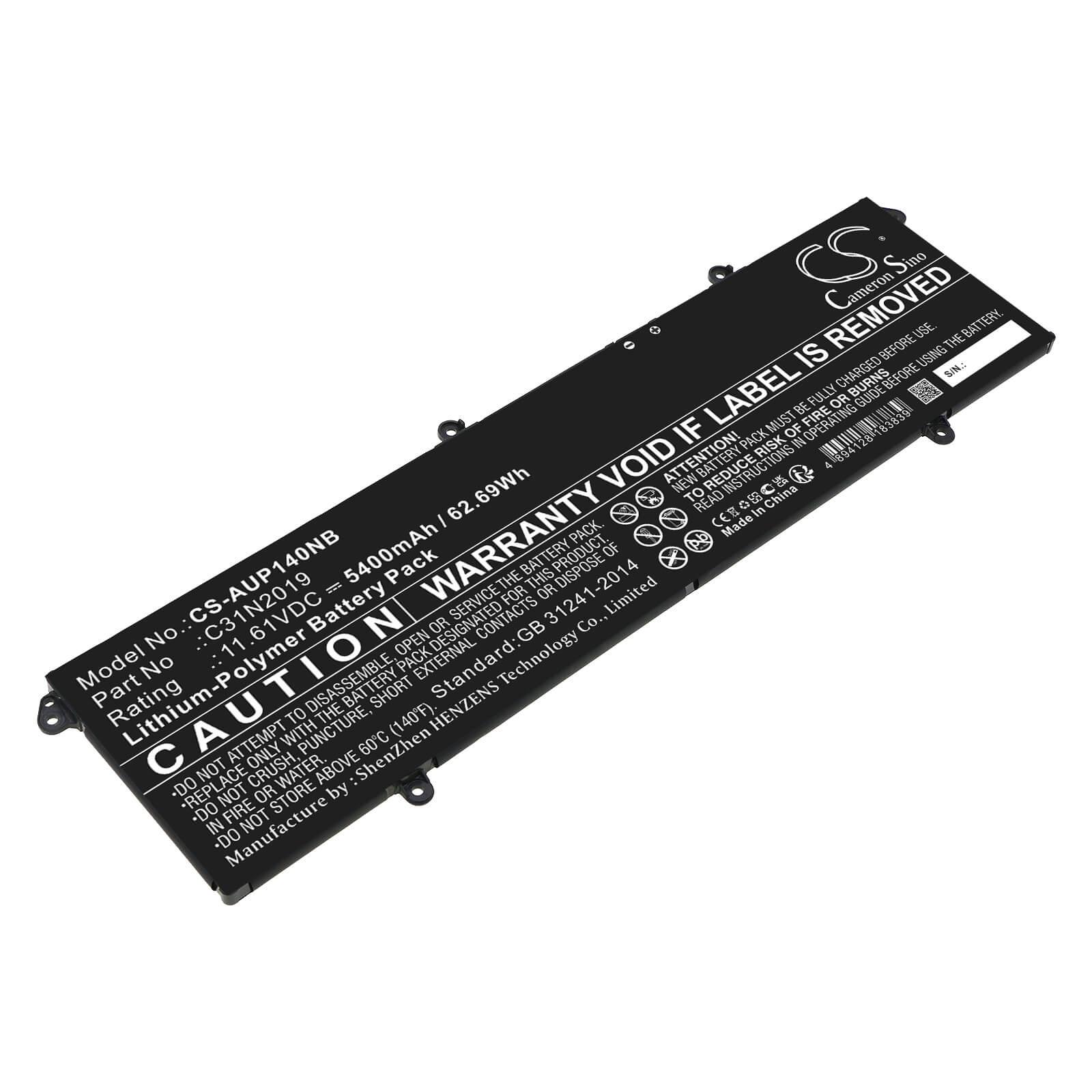 11.61V 5400mAh Li-Polymer Replacement Battery for ASUS K3400P K3400PA - 62.69Wh | Compatible with ASUS Laptops & Notebooks | Perfect for Work, Travel & Remote Computing