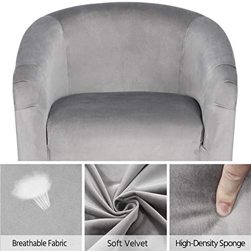 Yaheetech Velvet Accent Chairs Set of 2 - Cozy Barrel Chairs with Soft Padded Seat for Living Room, Bedroom, Office - Light Gray Modern Lounge Chairs for Reading Nook, Waiting Area & Home Decor