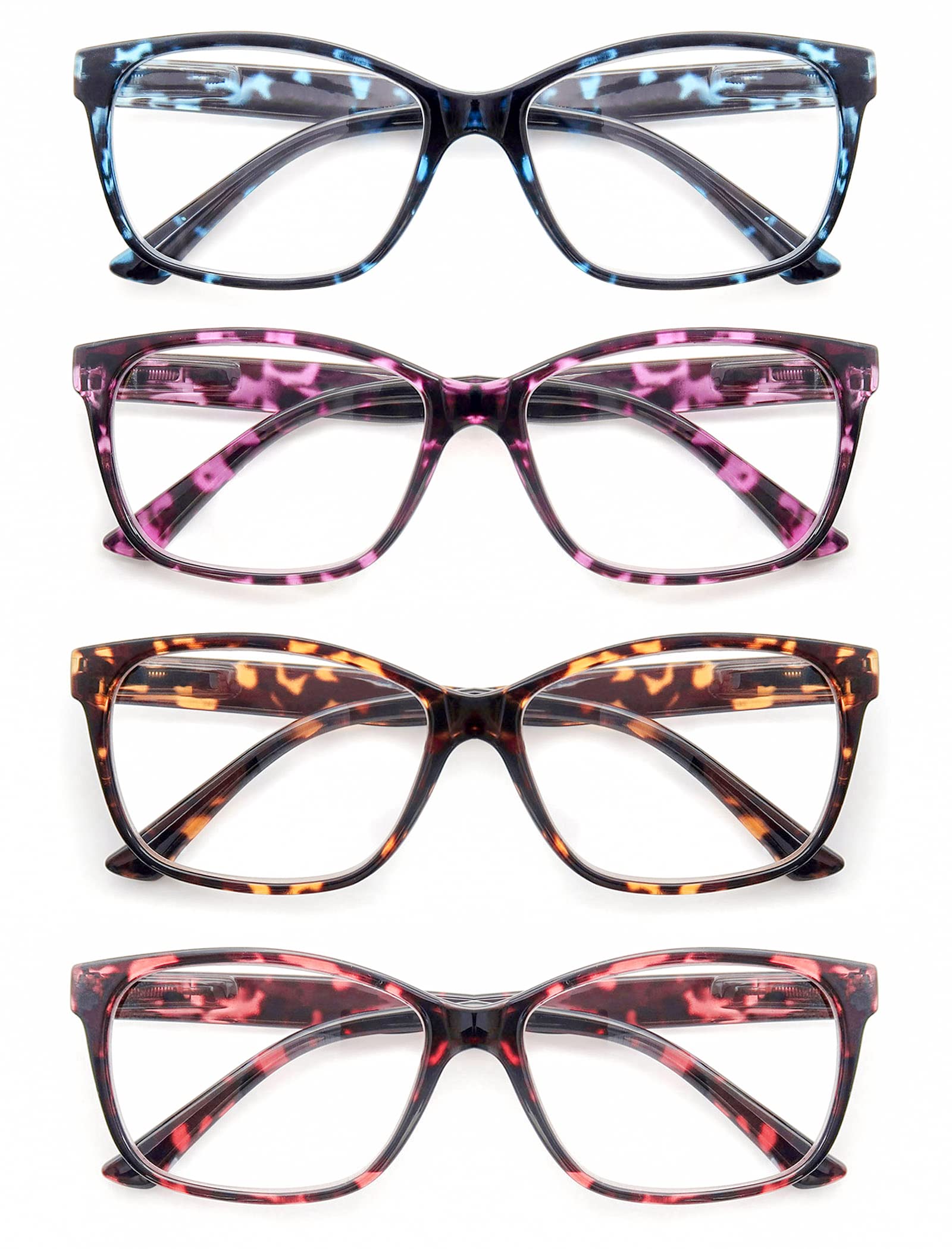 Stylish Women's Large Square Reading Glasses - Lightweight Tortoise Wide Frame for Big Head & Face - Perfect for Reading, Working & Computer Use