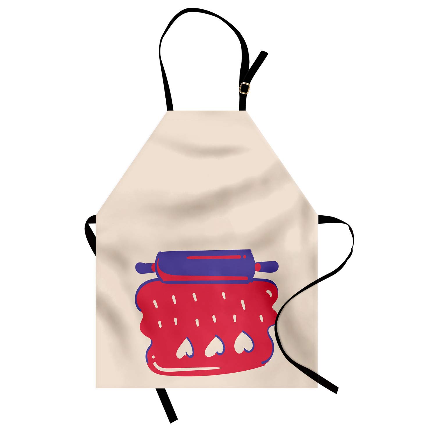 Ambesonne Personalized Chef Apron for Baking & Cooking - Cartoon Love Design with Colorful Rolling Pin & Dough Motif - Adjustable Neck Unisex Kitchen Bib for Adults - Champagne Violet - Perfect for Home Cooks, Bakers & Culinary Enthusiasts