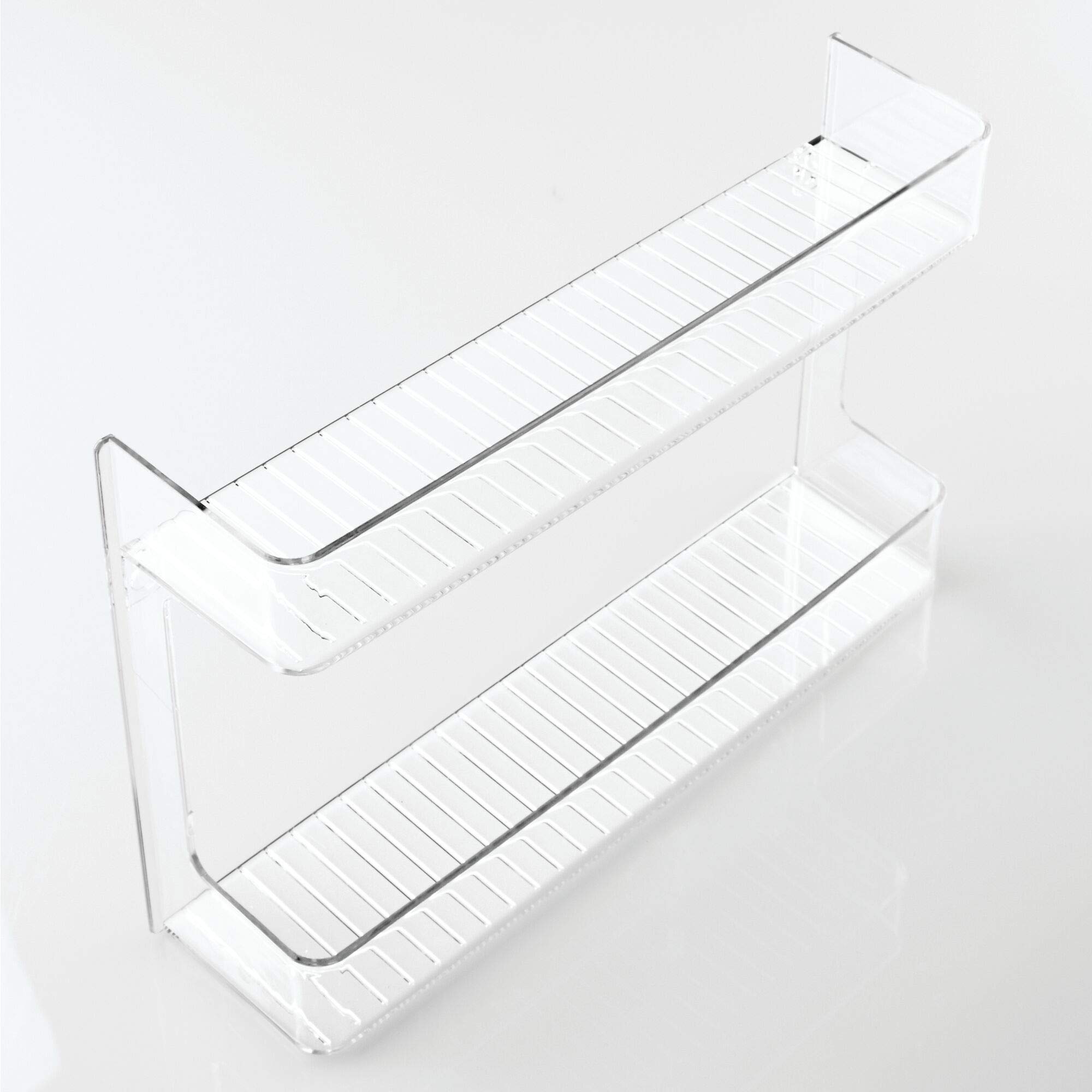 iDesign Linus Plastic Wall Mount Spice Rack Organizer - 2-Tier Shelf for Kitchen Pantry, Cabinet, Countertop, Bathroom Vanity & Office (2.62