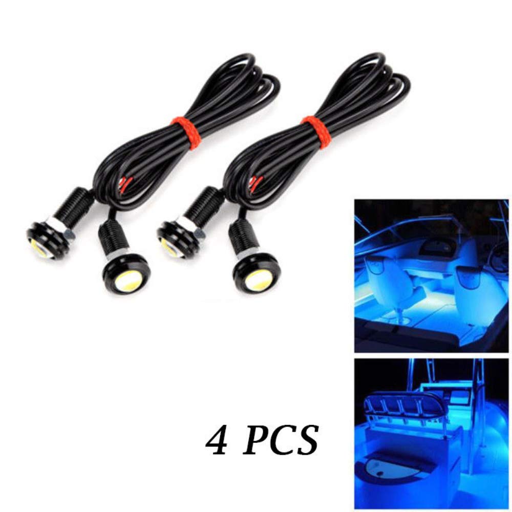 4PCS 12V Blue LED Marine Boat Lights - Waterproof 3W Deck Storage Kayak Bow Trailer Bass Fishing Lamps - Perfect for Night Fishing, Boat Navigation & Waterproof Lighting