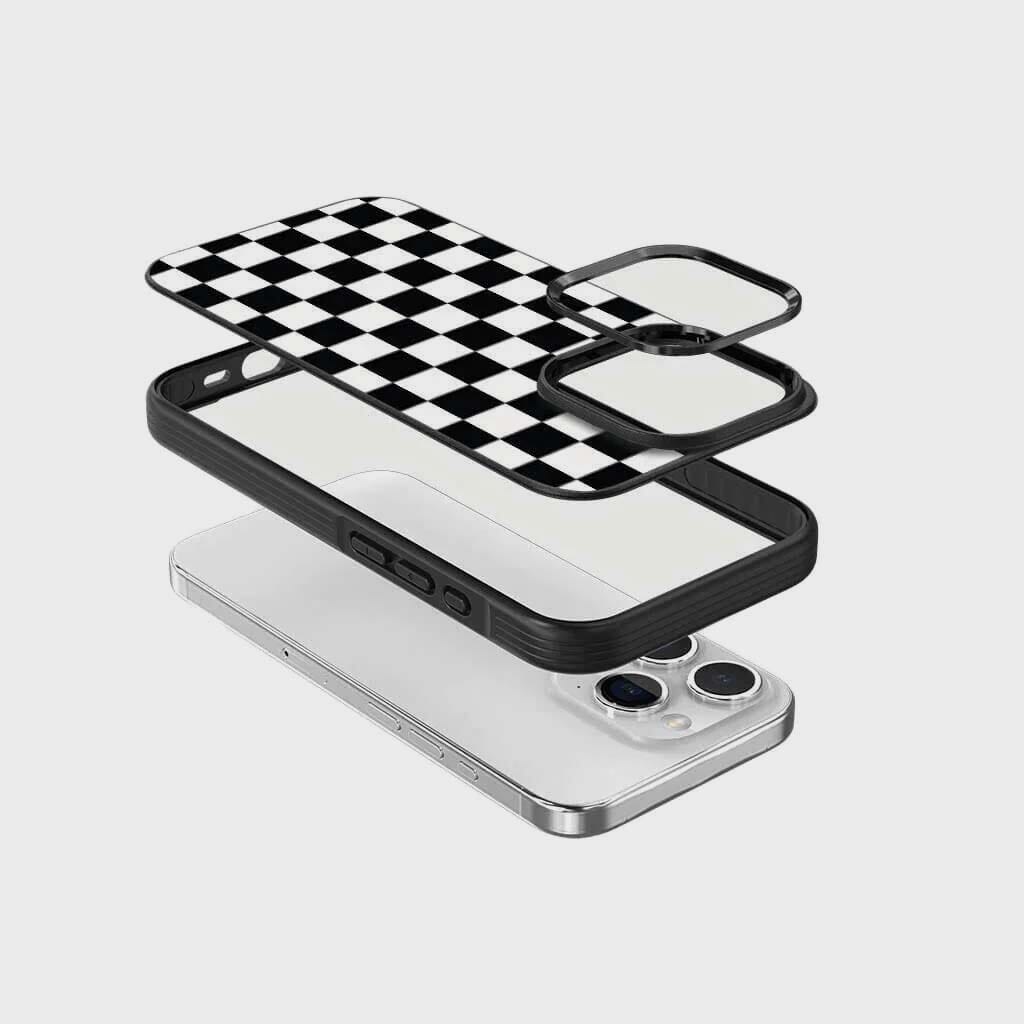 MagSafe iPhone 13 Pro Case - Black Checkerboard Design | Slim Protective Cover with Magnetic Alignment | Perfect for Work, Travel & Everyday Use