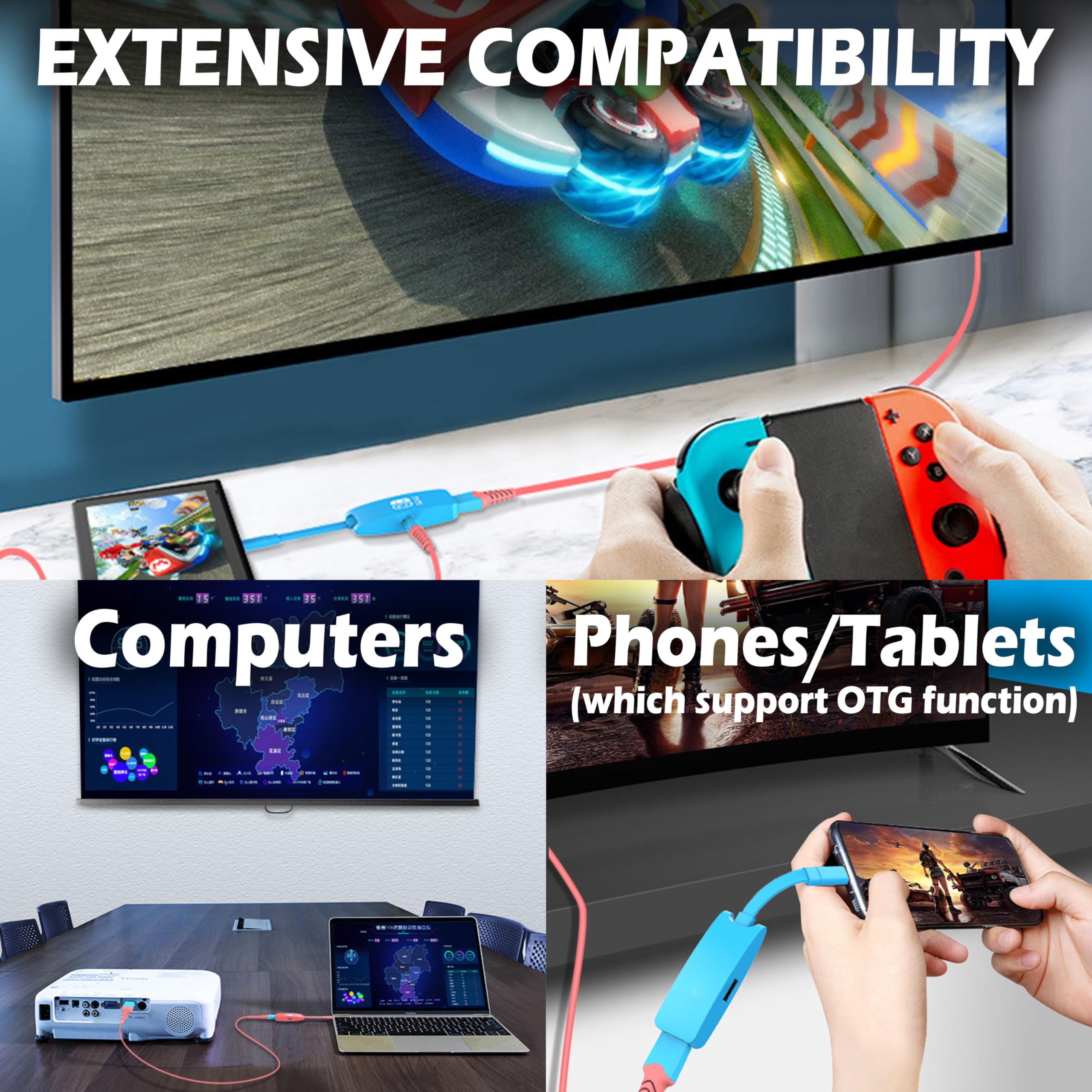 Nintendo Switch HDMI Dock Adapter - Mini Portable USB-C to 4K HDMI Converter with USB Port for Switch/Switch OLED | Travel-Friendly Charging Station for TV, Laptop, Tablet & Phone | Perfect for Gaming On-The-Go & Home Entertainment Setup