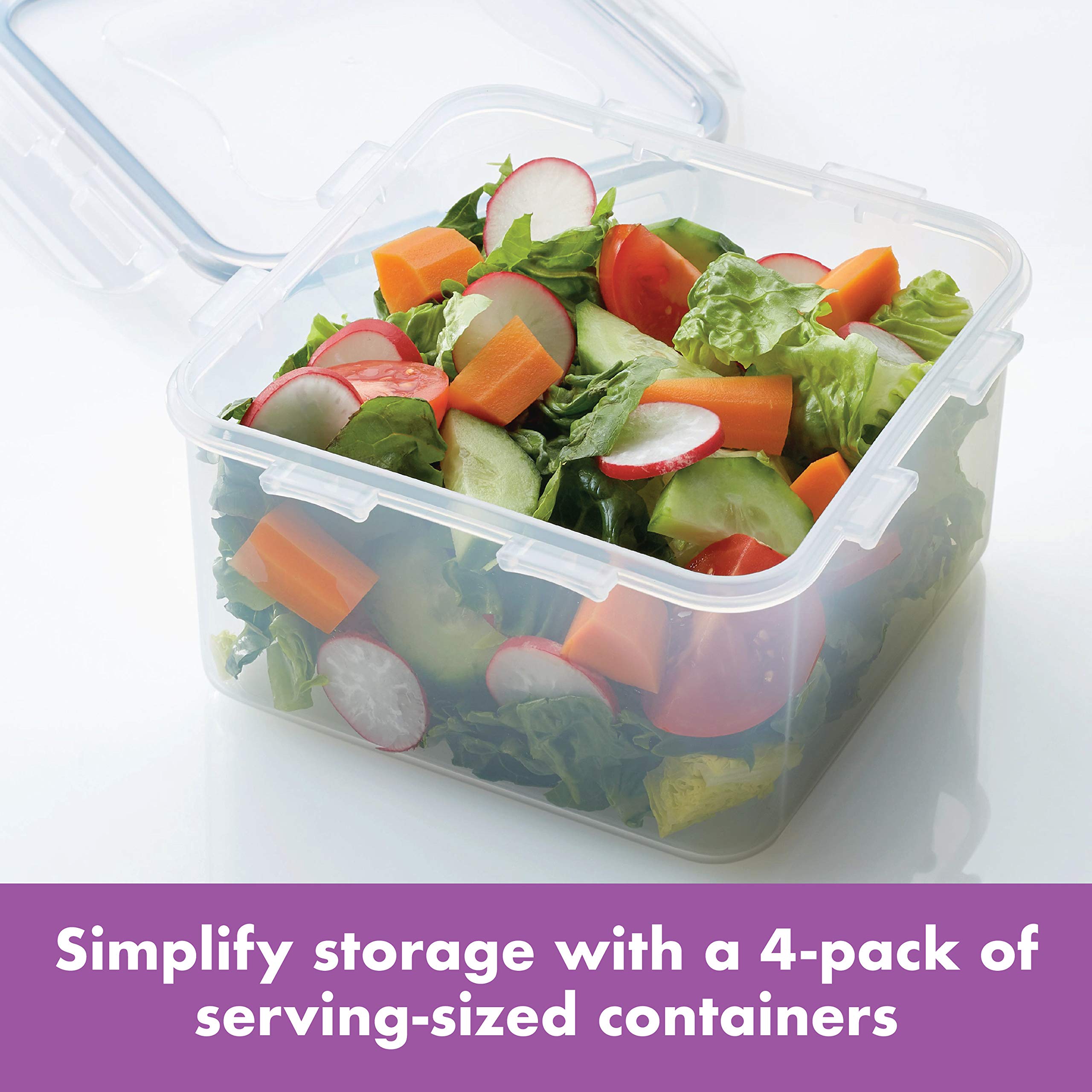 LOCK & LOCK 4-Piece Clear Food Storage Container Set | Airtight Kitchen Organization for Meal Prep, Leftovers & Pantry Storage