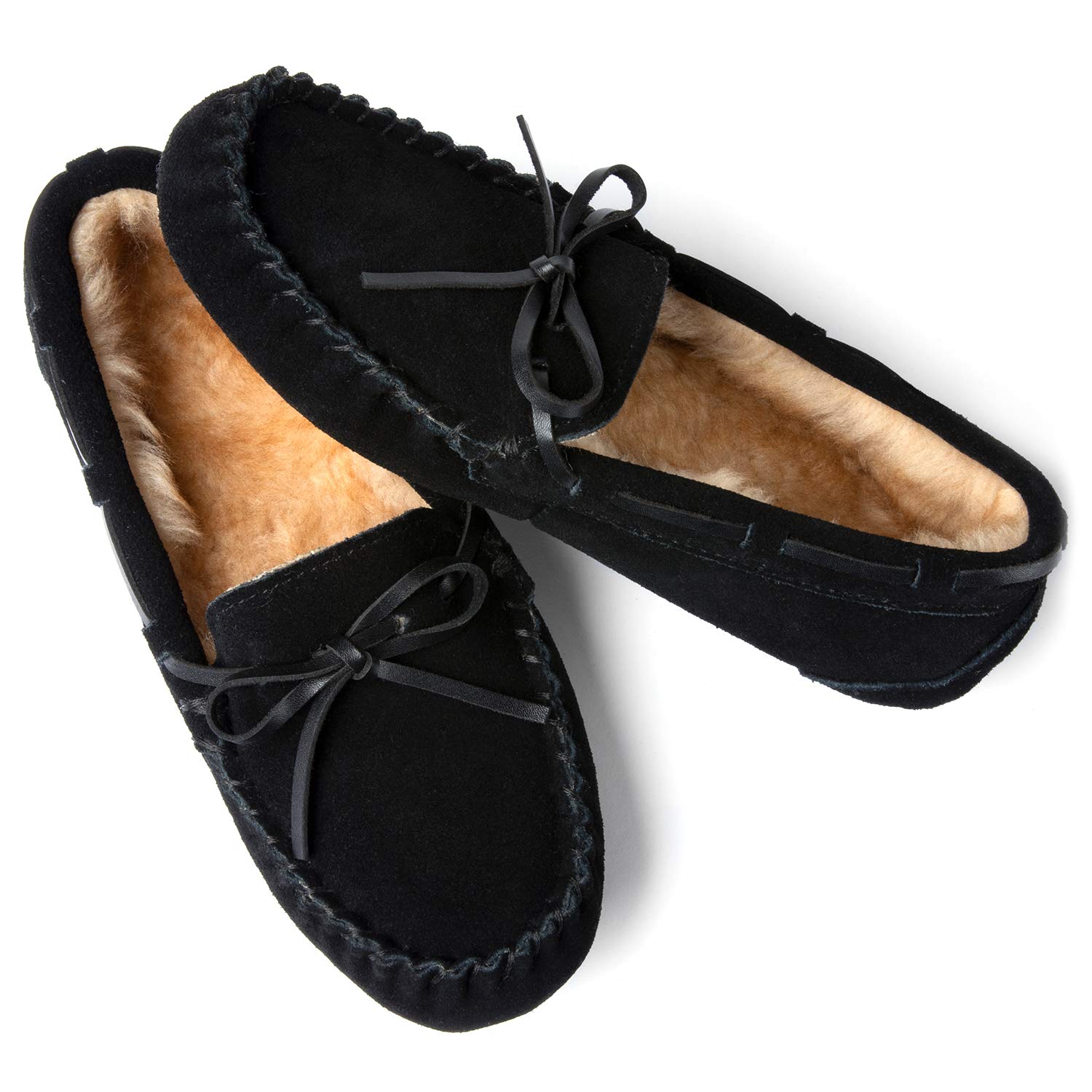 ULTRAIDEAS Women's Genuine Suede Leather Moccasin Slippers - Cozy Memory Foam House Shoes with Faux Fur Lining & Anti-Slip Rubber Sole for Indoor/Outdoor Use - Perfect for Home, Office, and Travel Comfort