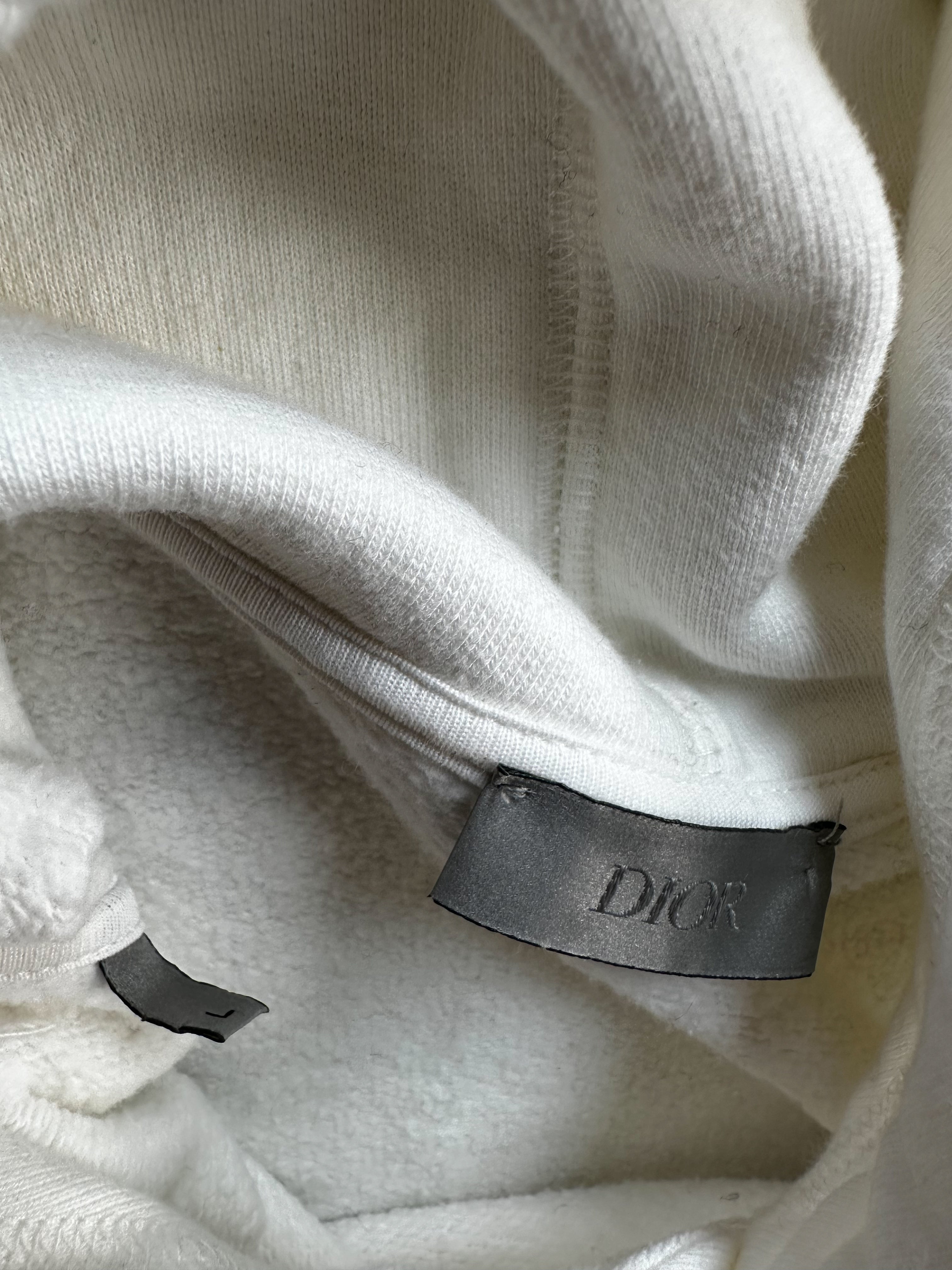 Dior Kenny Scharf White & Black Embroidered Logo Hoodie - Men's Luxury Streetwear Pullover for Casual Wear & Fashion Outfits