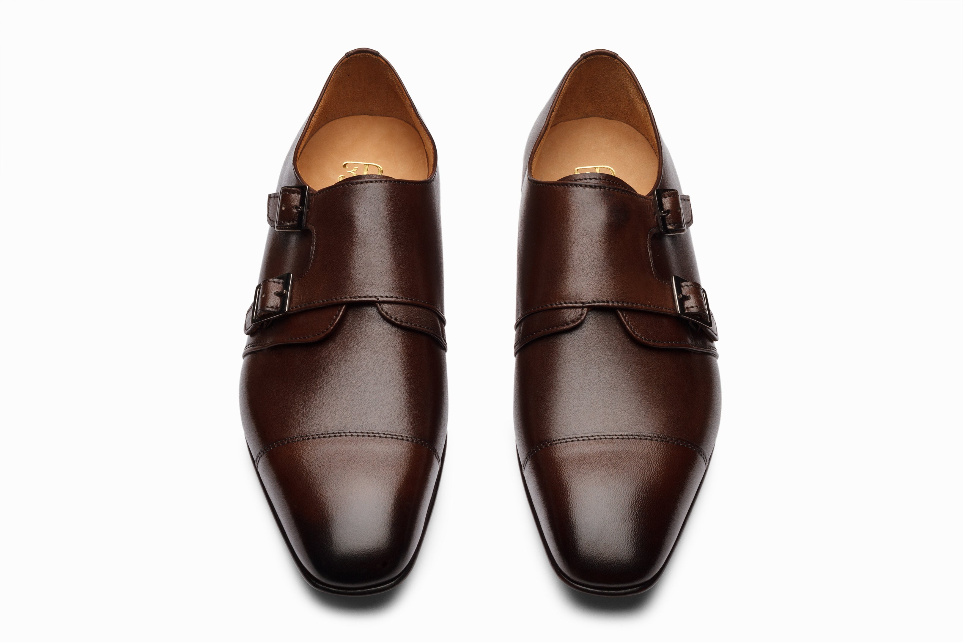 Premium Dark Brown Off-Centered Double Monk Strap Dress Shoes for Men – Elegant Formal & Business Attire