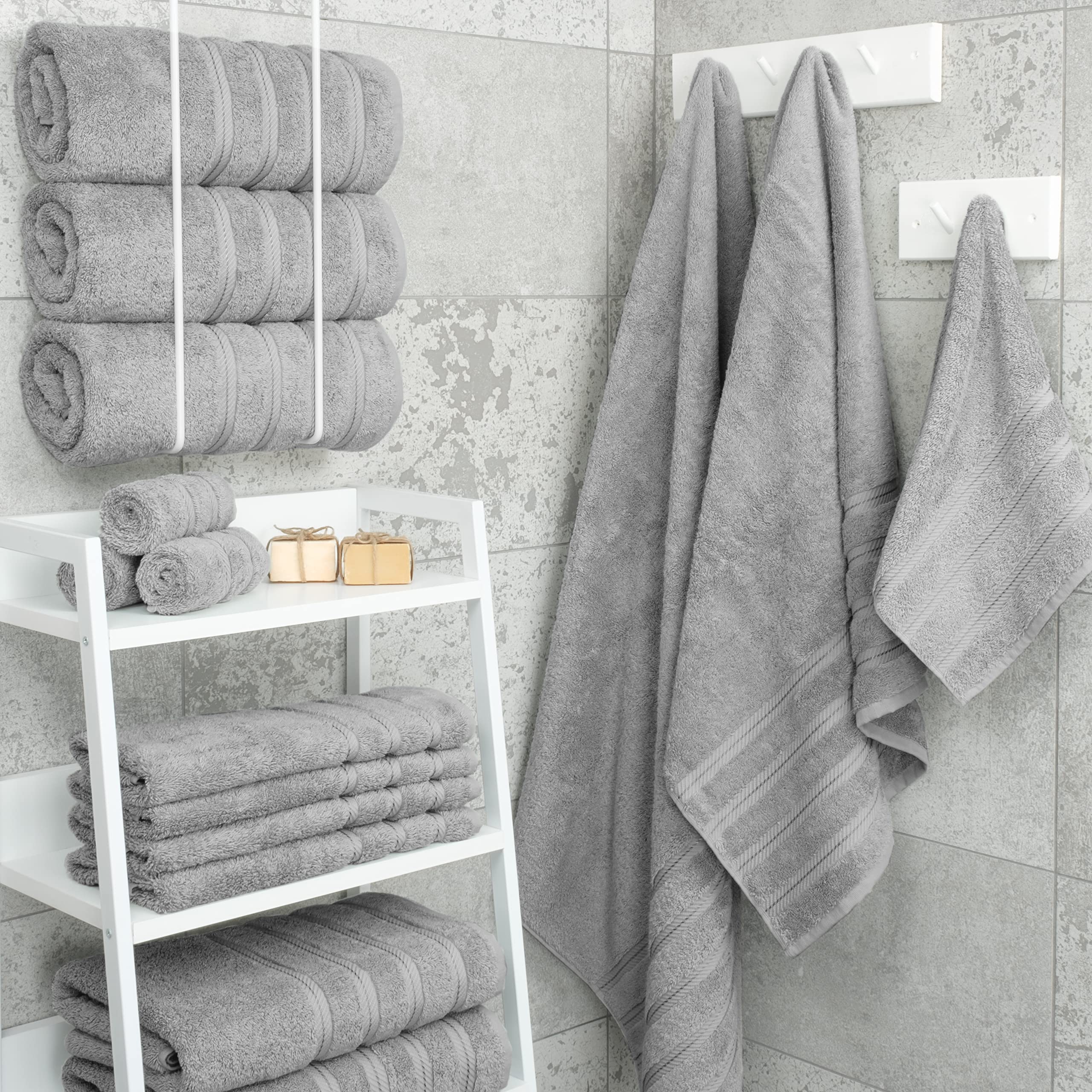 Premium 6-Piece Soft Linen Towel Set with 4 Bath & 4 Hand Towels - Ultra Absorbent Luxury Bathroom Towel Collection for Spa, Hotel & Home Use