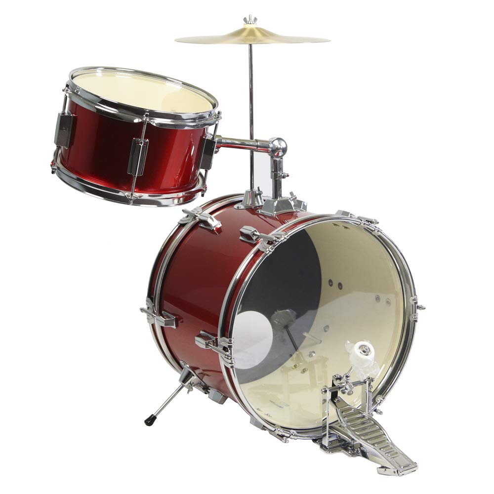GP50RD Complete Junior Drum Set for Kids - 3-Piece Red Drum Kit with Cymbals & Stool | Perfect for Beginners, Home Practice & Music Lessons