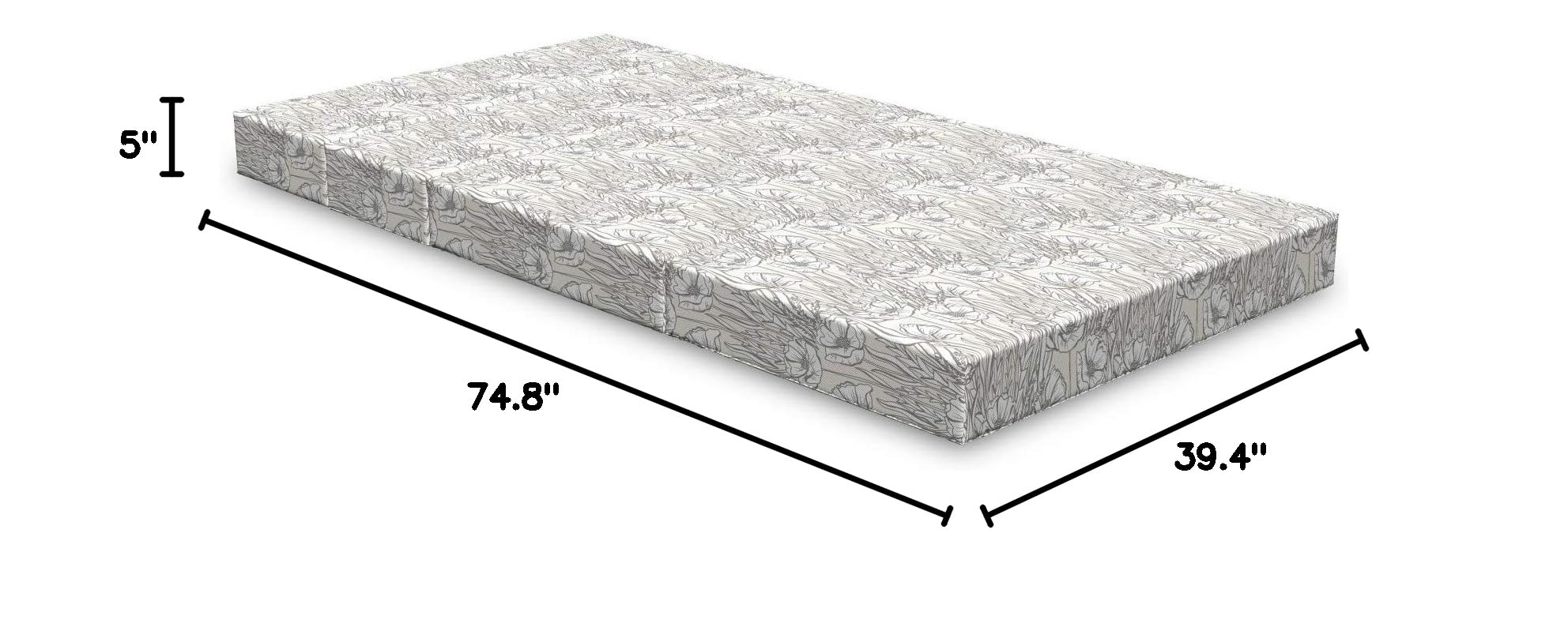 Ambesonne Foldable Gardening Mattress - Soft Shabby Poppy Blooms Design, 74.8