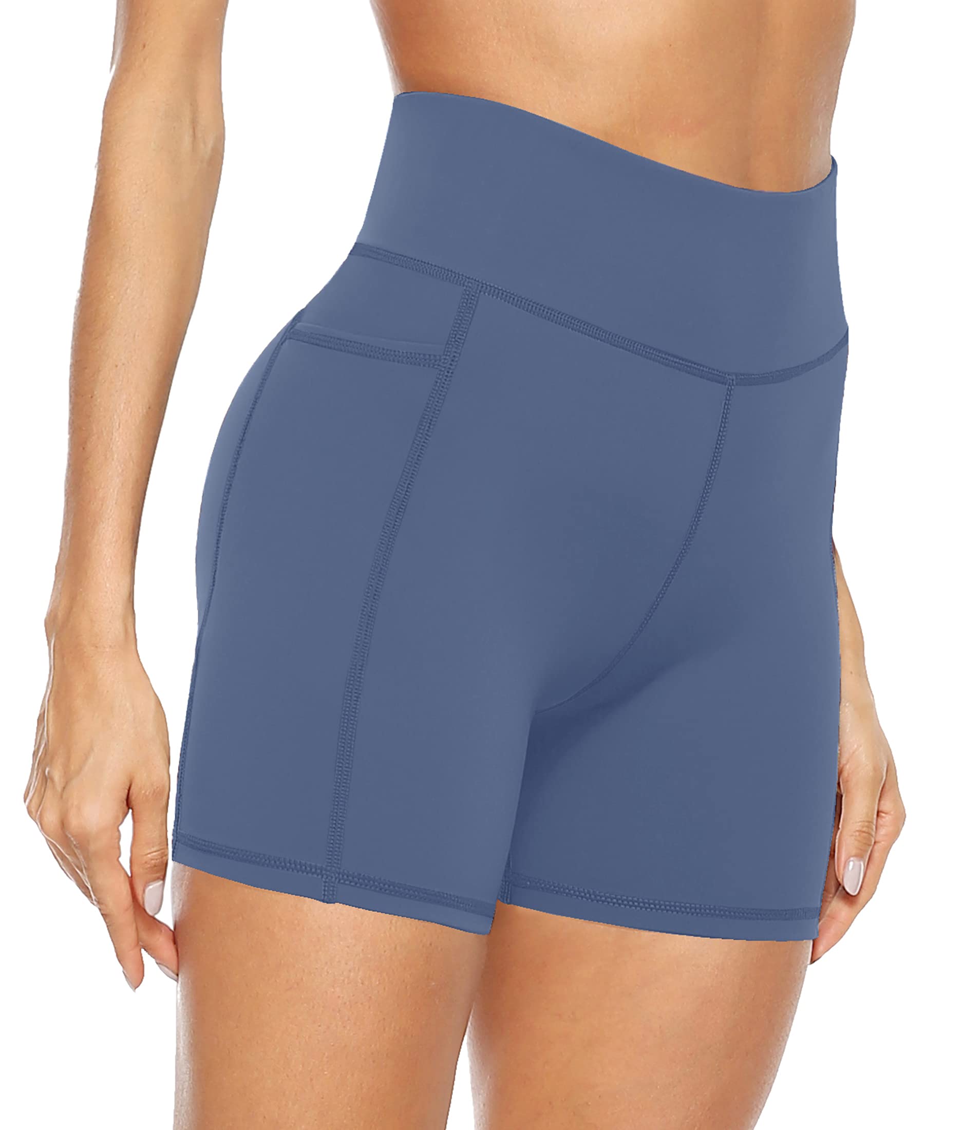 AFITNE Women's High Waist Biker Shorts with Pockets - Tummy Control Workout Shorts for Running, Yoga & Gym - Breathable Athletic Compression Shorts for Women - Perfect for Fitness, Cycling & Lounge Wear