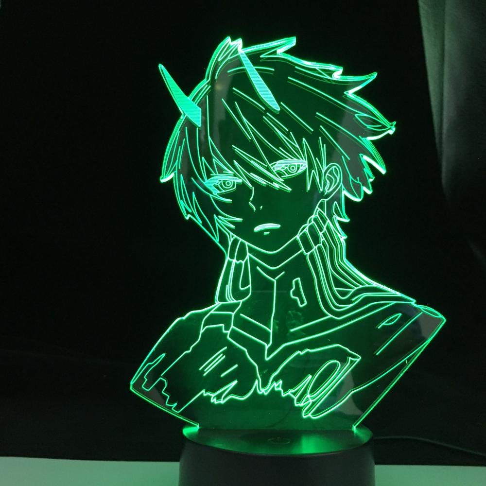 3D Anime Hiro Darling in The FRANXX LED Night Light - 7 Color Changing Touch Control Bedside Lamp for Kids & Adults - Perfect for Bedroom Decor, Gift, and Anime Lover Collection (TIEHENG)