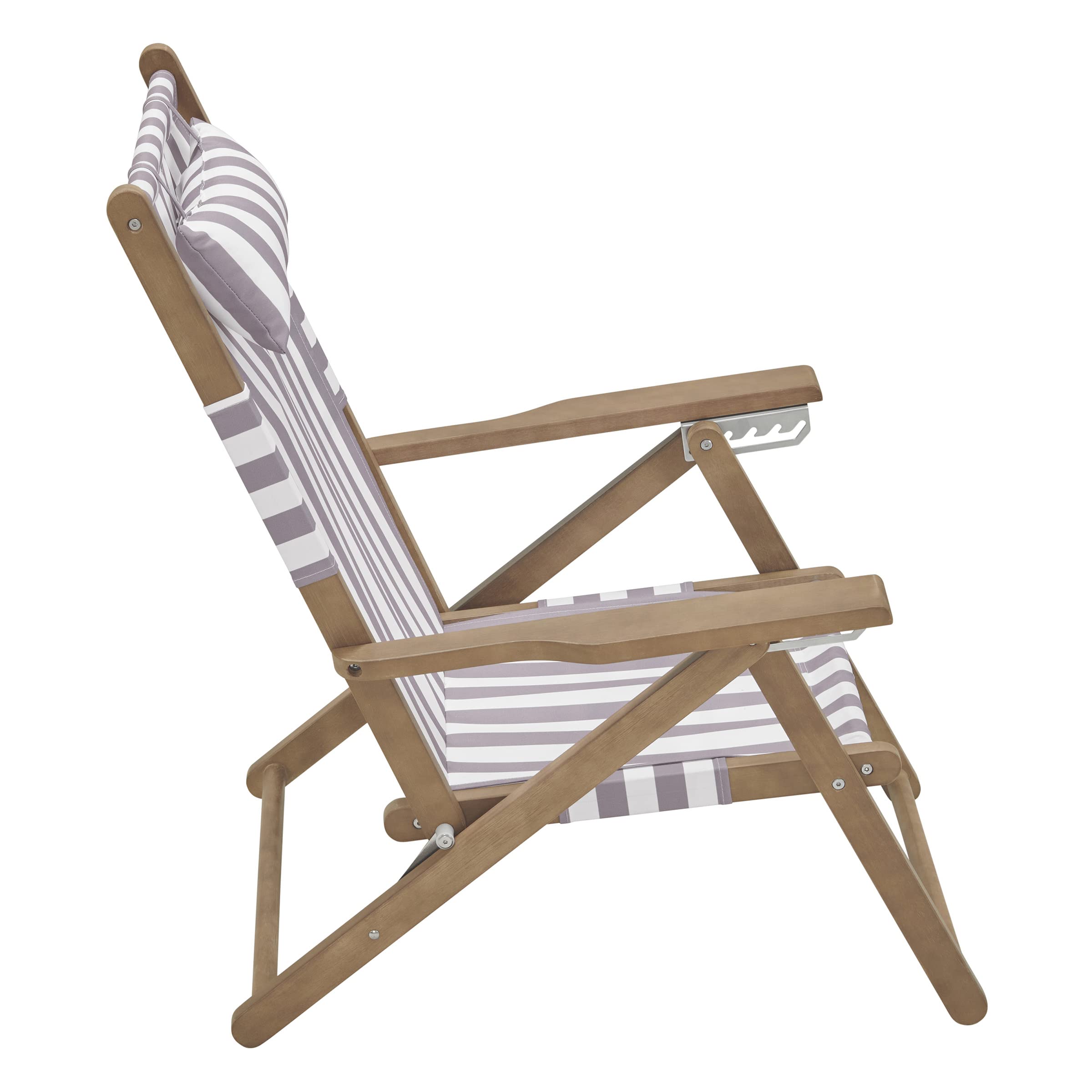 Premium Set of 2 Weather-Resistant Folding Beach Chairs with Adjustable Reclining Back & Carry Straps - Outdoor Patio Furniture for Poolside, Backyard, Camping & Beach Vacations (Taupe)