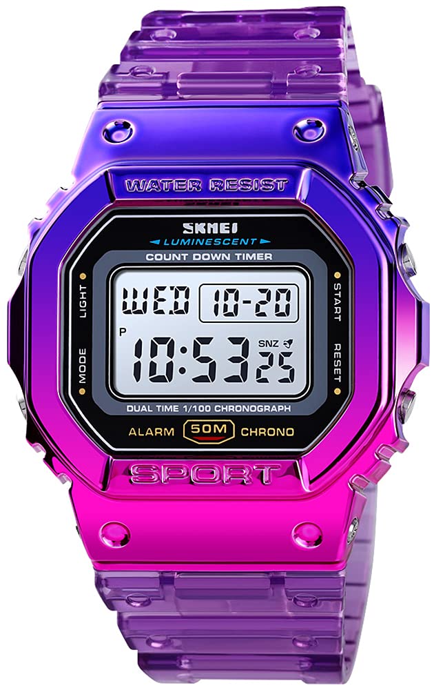 Gosasa Women's Digital Watch - Gradient Color Silicone Waterproof Sports Wristwatch for Casual Wear, Fitness & Student Lifestyle | Perfect for Running, Gym & Everyday Use