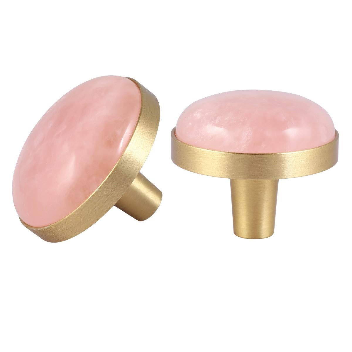 Rose Quartz Crystal Cabinet Knobs with Screws (Set of 2) - Elegant Drawer Pull Handles for Dresser, Wardrobe & Cupboard - Perfect for Bedroom, Bathroom & Home Decor