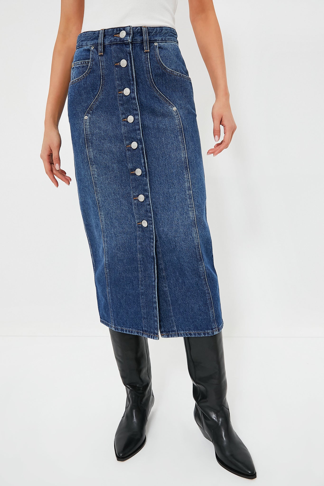 Blue Vandy Skirt for Women - Stylish A-Line Midi Skirt with Pockets | Perfect for Casual Wear, Office Outfits & Summer Fashion
