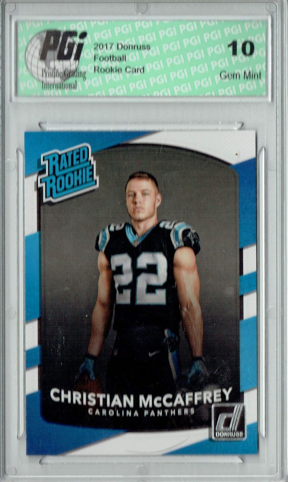 2017 Donruss Christian McCaffrey #318 Rated Rookie Football Card PGI 10 - Unsigned NFL Collectible for Sports Memorabilia Display & Investment