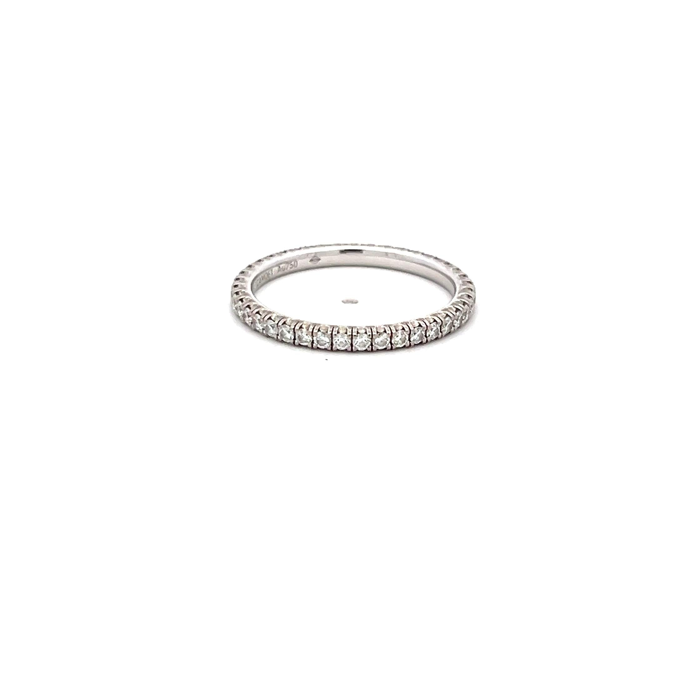 Cartier 0.47 Carat Round Brilliant Diamond 18K White Gold Wedding Band Ring for Women - Elegant Bridal Jewelry, Anniversary Gift & Engagement Ring for Special Occasions