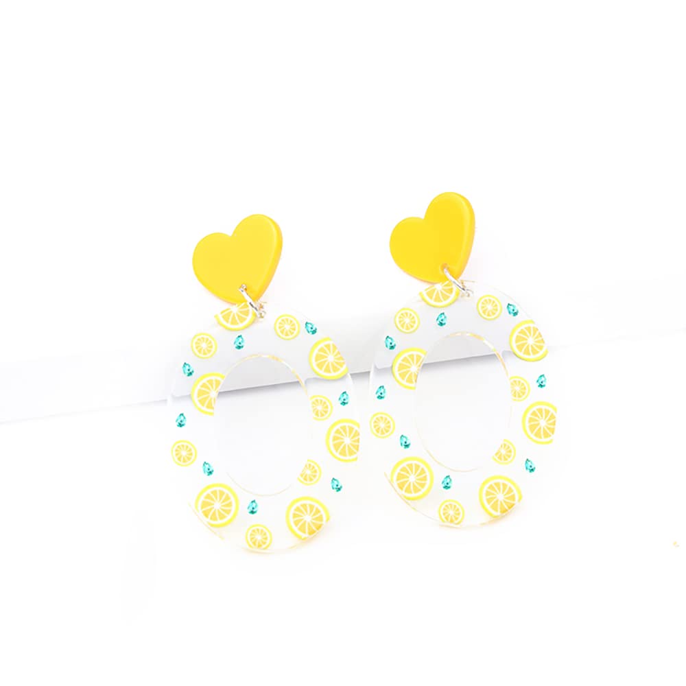 Acrylic Geometric Fruit Drop Earrings for Women - Strawberry, Lemon, Grape & Daisy Flower Dangle Earrings | Summer Beach Jewelry, Party Accessories & Casual Wear