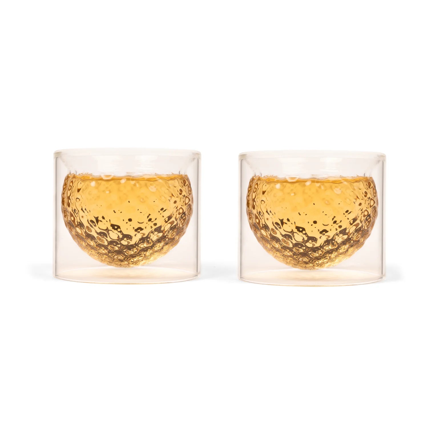 Premium Golf Ball Whiskey Glasses Set of 2 - Unique Scotch & Bourbon Drinking Glasses for Golf Lovers - Perfect for Man Cave, Father's Day Gifts & Golf Themed Parties