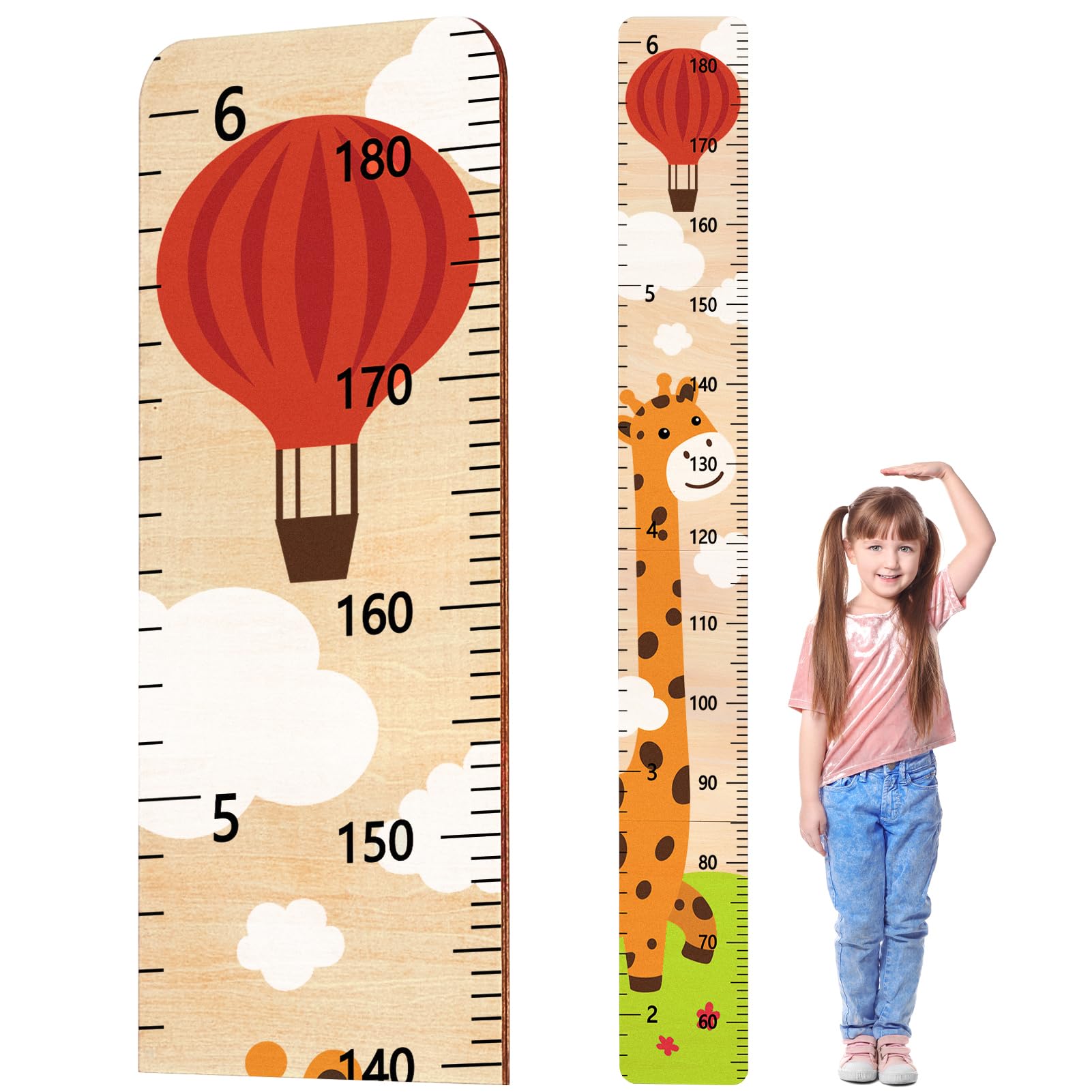Basumee Wooden Growth Chart for Kids - Wall-Mounted Height Measurement Ruler for Nursery, Bedroom & Playroom - Cute Deer Design Baby Room Decor (Ideal for Boys & Girls Birthday Gifts, Baby Showers)