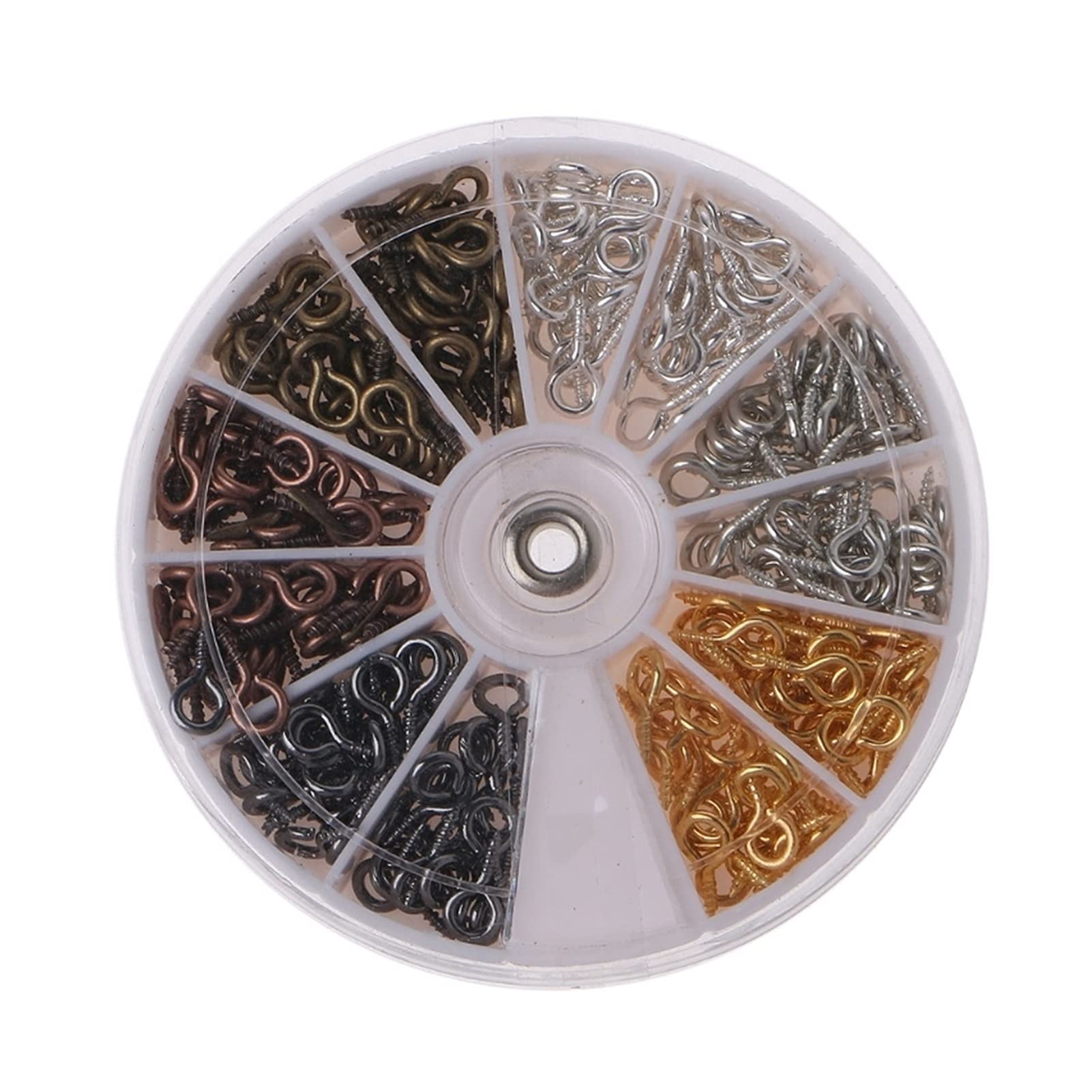300-600Pcs 6 Colors Screw Eye Pins for Jewelry Making - Silver Threaded Eyelets Hooks & Clasps (D628) - Perfect for DIY Bracelets, Necklaces & Craft Projects (Color: C)