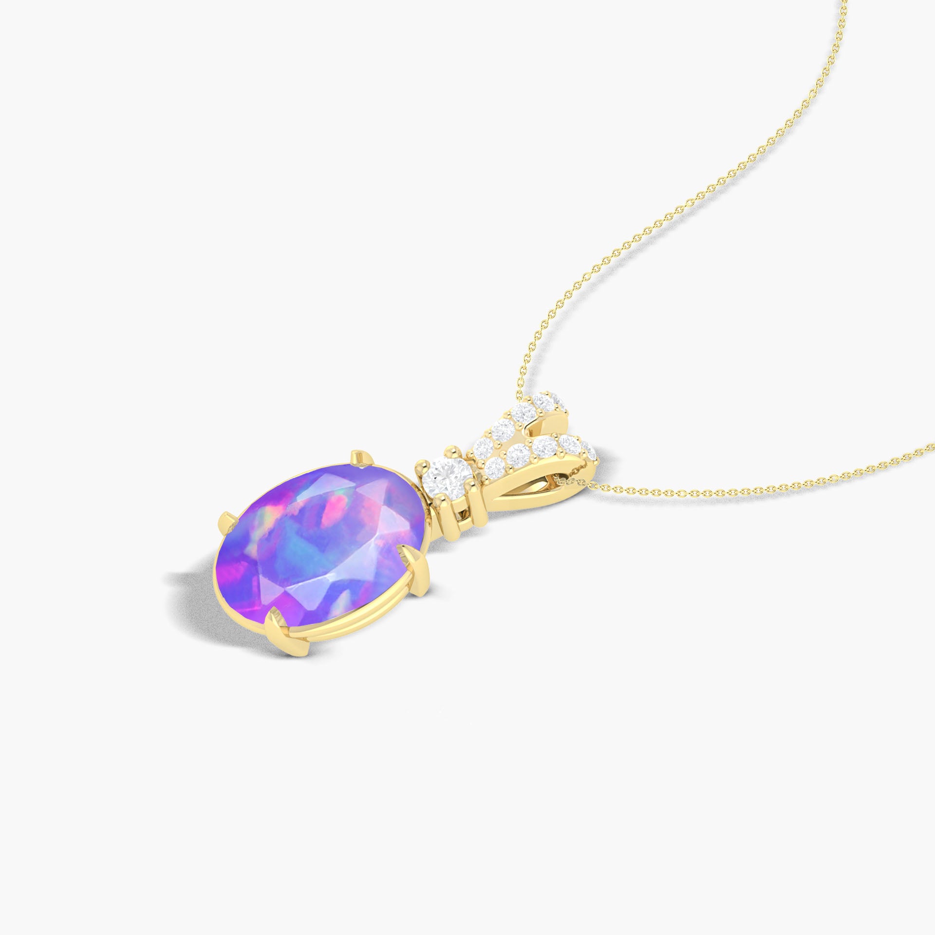 Fire Lavender Opal Gemstone Pendant Necklace for Women - Elegant Handmade Jewelry Gift for Birthday, Anniversary & Special Occasions