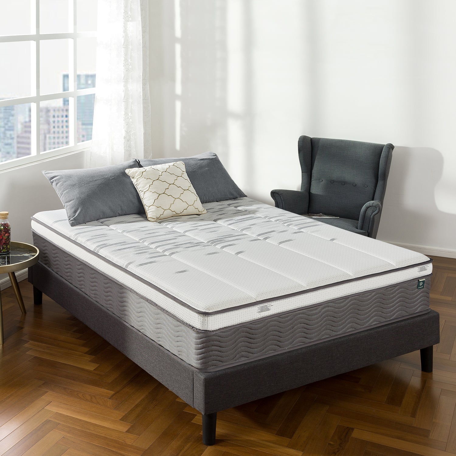 Zinus 13 Inch iCoil Hybrid Memory Foam & Spring Mattress - Medium Firm Support for Back Sleepers, Pressure Relief, Cool Sleep - Perfect for Guest Bedrooms, Dorms & Small Spaces
