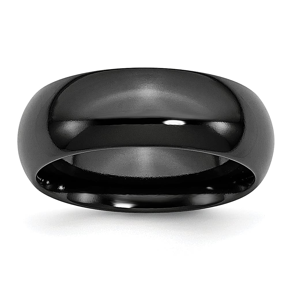 ICE CARATS Titanium Black 8mm Wedding Ring Band - Classic Domed Fashion Jewelry for Women - Elegant Anniversary & Engagement Gift for Her - Perfect for Weddings, Proposals & Special Occasions