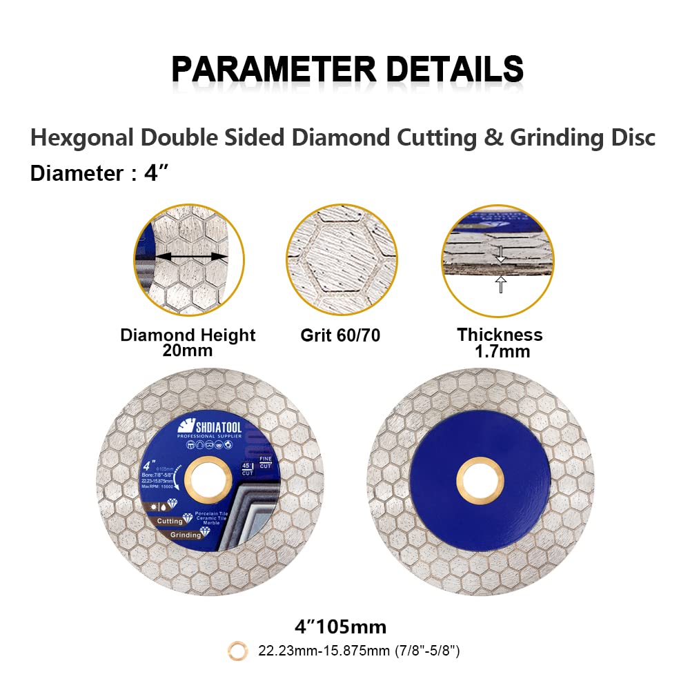 4-inch Diamond Saw Blade for Wet Cutting Tile, Ceramic, Porcelain, Granite & Marble - 105mm Angle Grinder Disc - Perfect for DIY Home Renovation, Bathroom Remodeling & Stone Fabrication