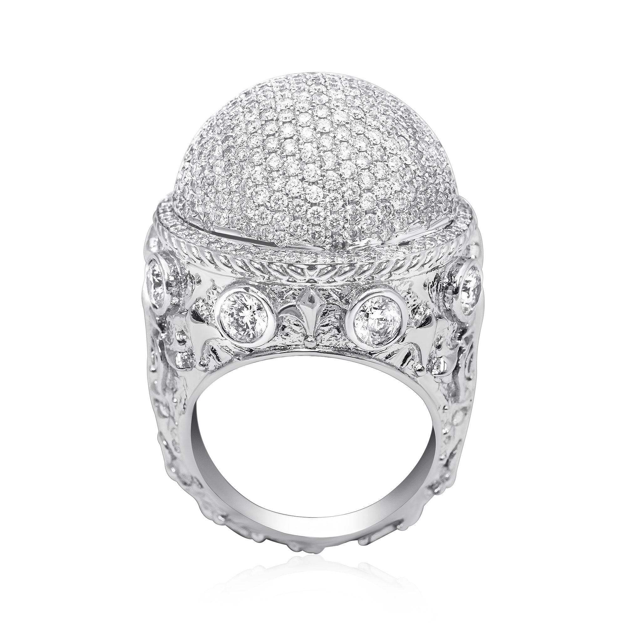 14K White Gold Diamond Dome Ring - 7.39 Carat Total Weight | Elegant Wedding Band, Anniversary Gift for Her, Perfect for Special Occasions