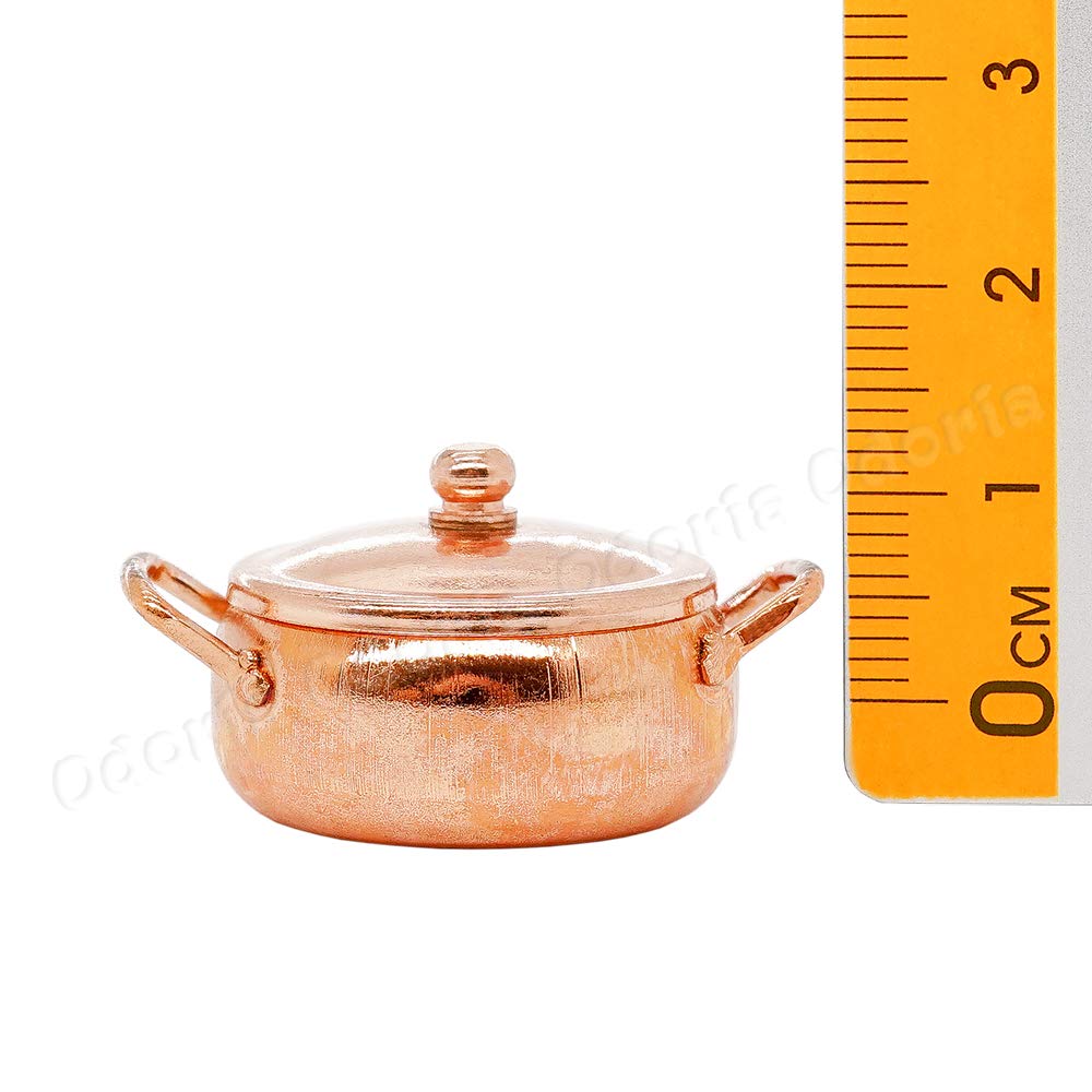 1/12 Scale Miniature Copper Pot - Realistic Dollhouse Kitchen Accessories for DIY Miniature Models & Collectibles | Perfect for Dollhouse Decor, Miniature Cooking Scenes, and Tiny Kitchen Displays