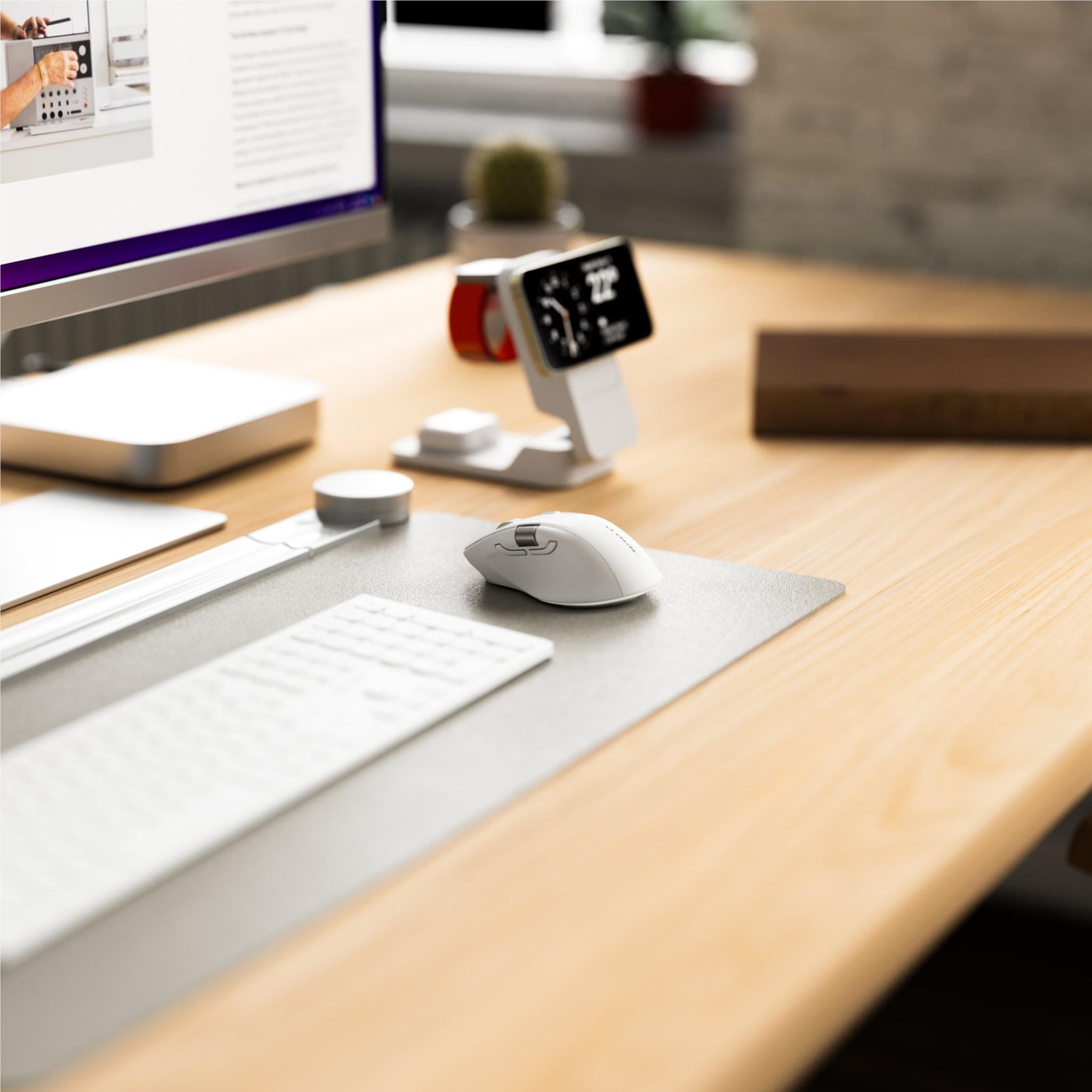 Alogic Apex Wireless Bluetooth Mouse - USB-C Rechargeable, 7 Programmable Buttons, Ergonomic Design for Mac & Windows (White) - Perfect for Office Work, Gaming & Travel